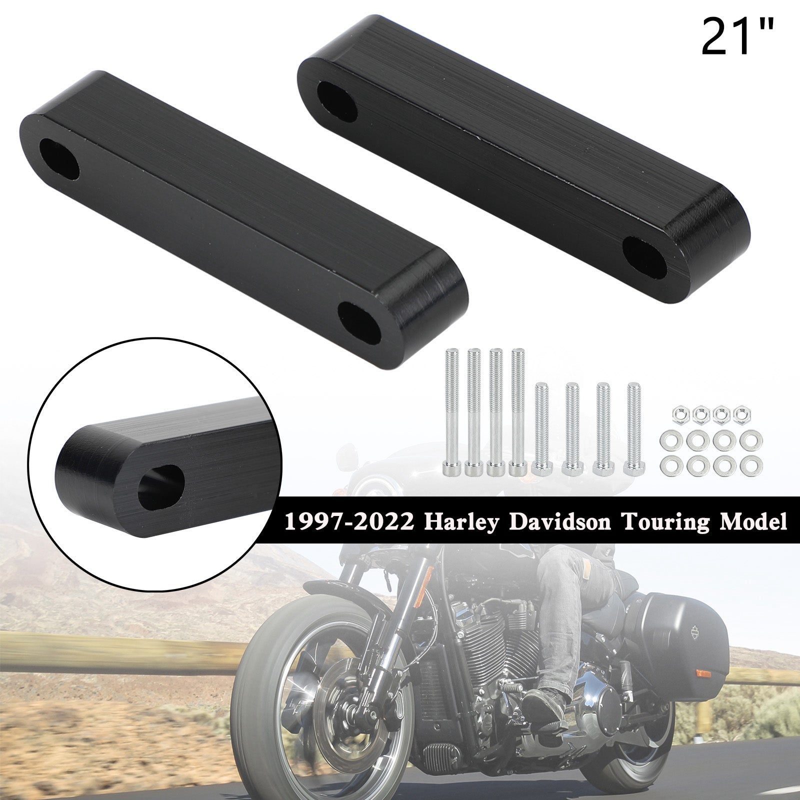 19" 21" 23" Spaceres de Fender Front para turnê Electra Street Glide Road 1997-2022