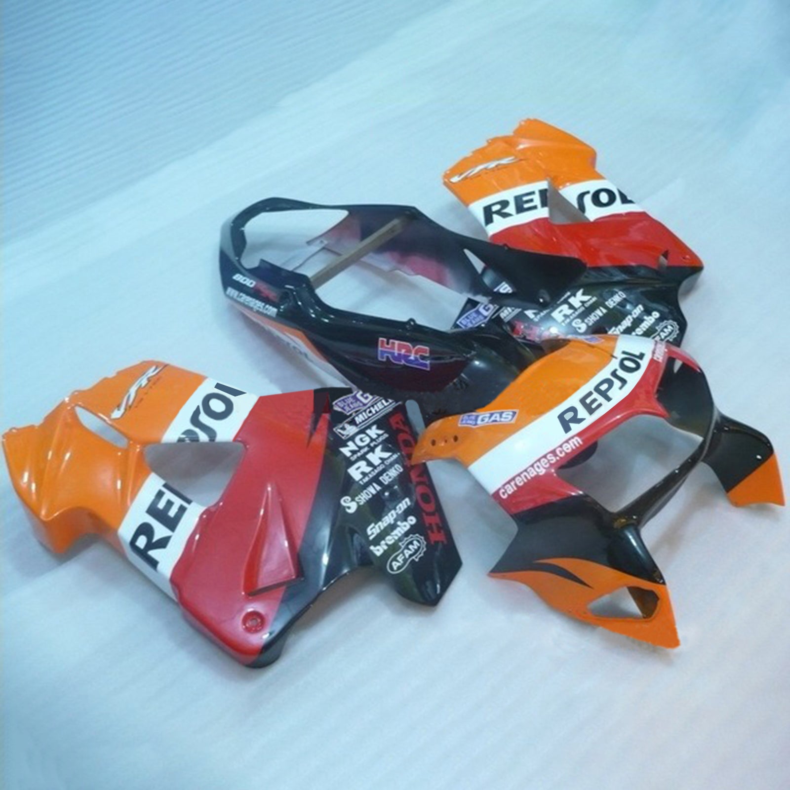Amotopart 1998-2001 Honda VFR800 Fairing Red & Orange Repjol Kit