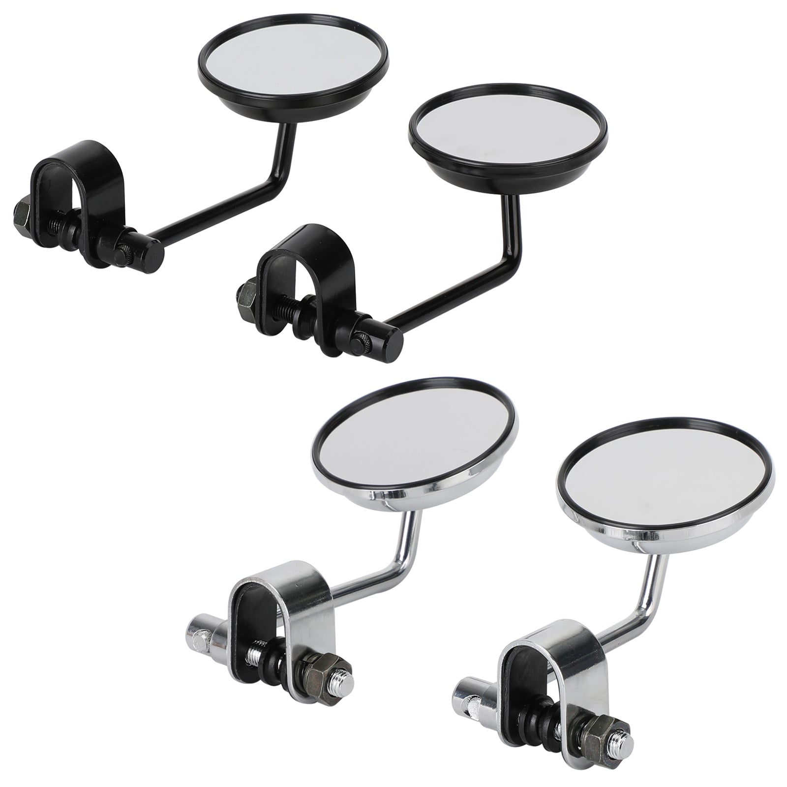 Cafe Racer Chopper Bobber PAIR Old style Clamp on Mirror 3" Kulatá zrcadla