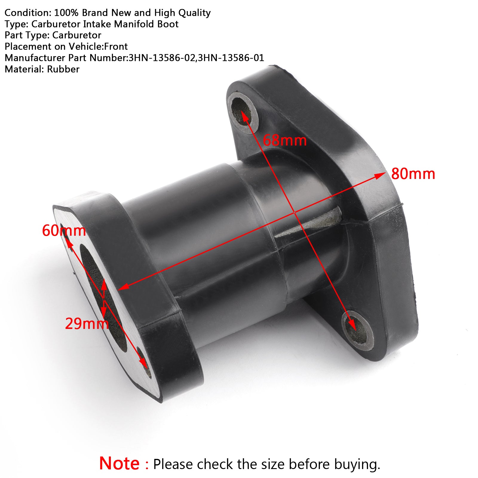 Yamaha 350 400 Carburetor Intake Manifold Boot 3HN-13586-02 3HN-13586-01