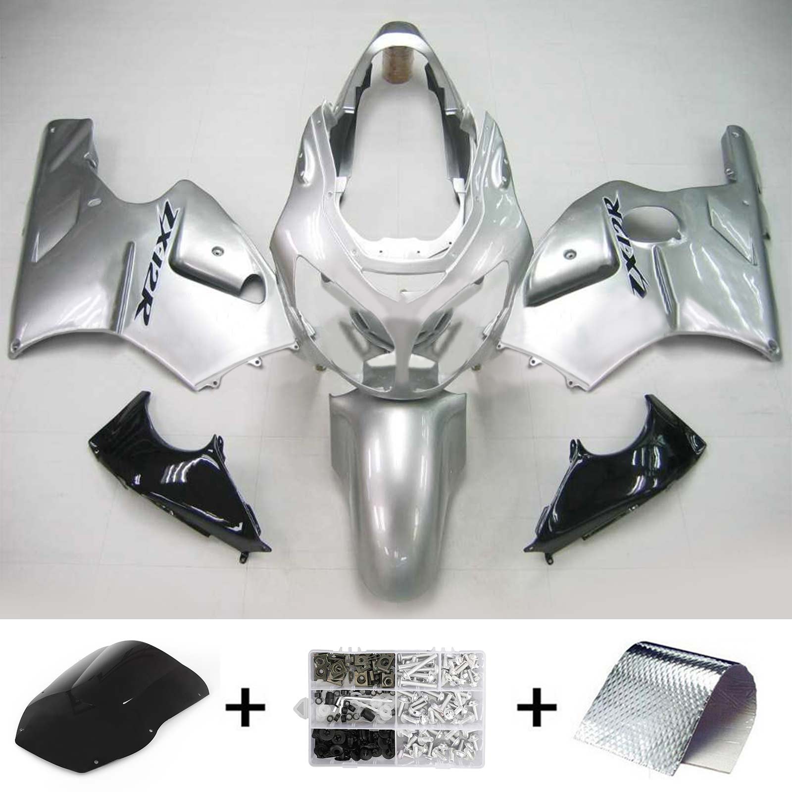 Amotopart Kawasaki 2000-2001 ZX12R Sliver Fairing Kit