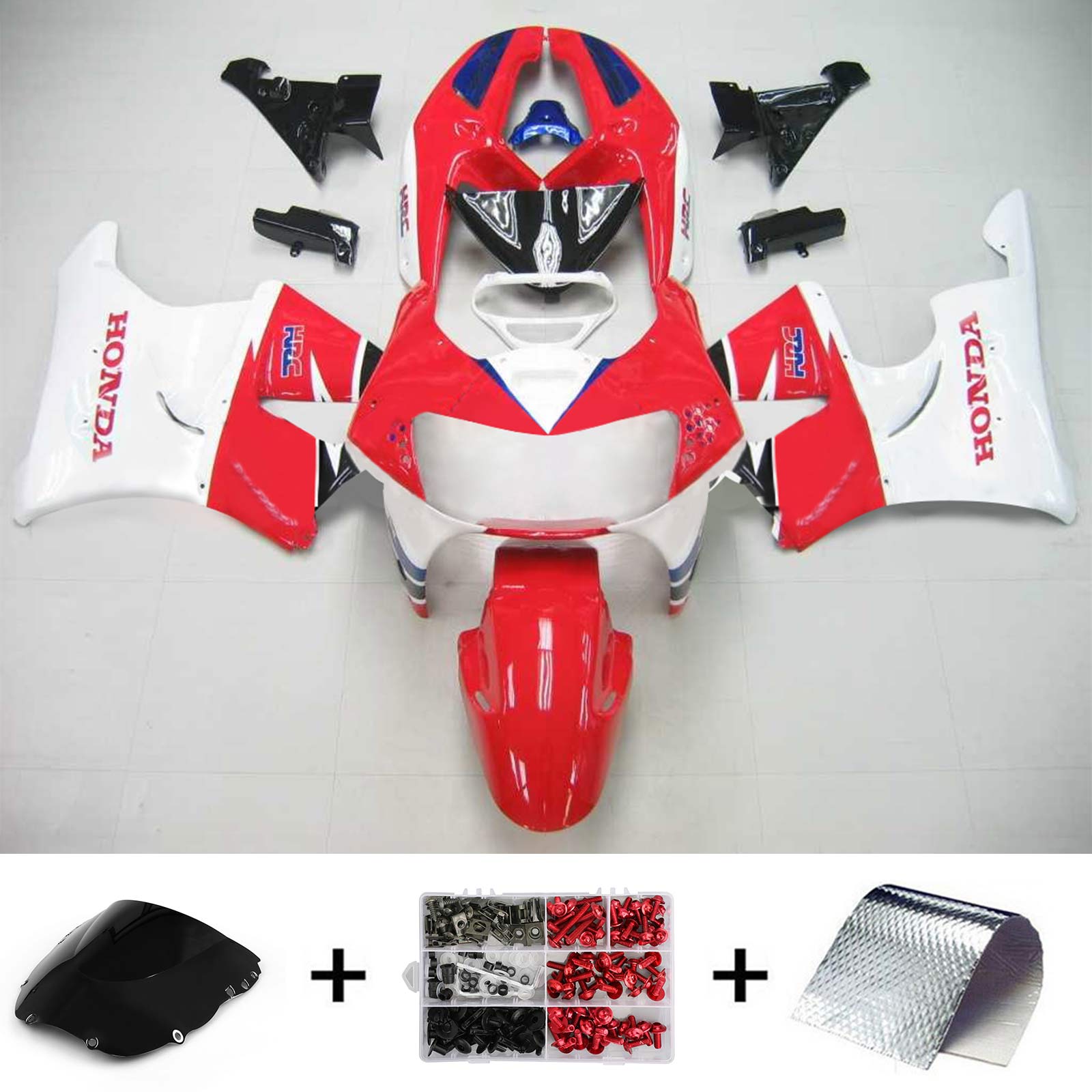 Amotopart 1998-1999 Honda CBR900RR 919 Kit de carenado blanco y rojo