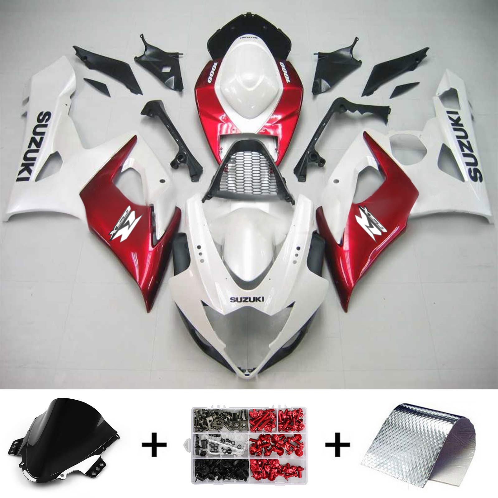 Amotopart 2005-2006 Suzuki GSXR1000 Fairing White&Red Kit