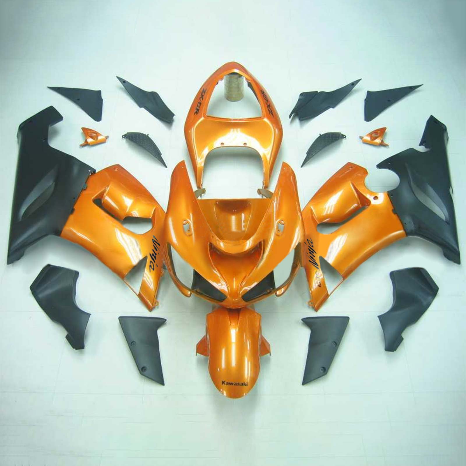 Amotopart Kawasaki 2005-2006 ZX6R 636 Orange With Black Fairing Kit