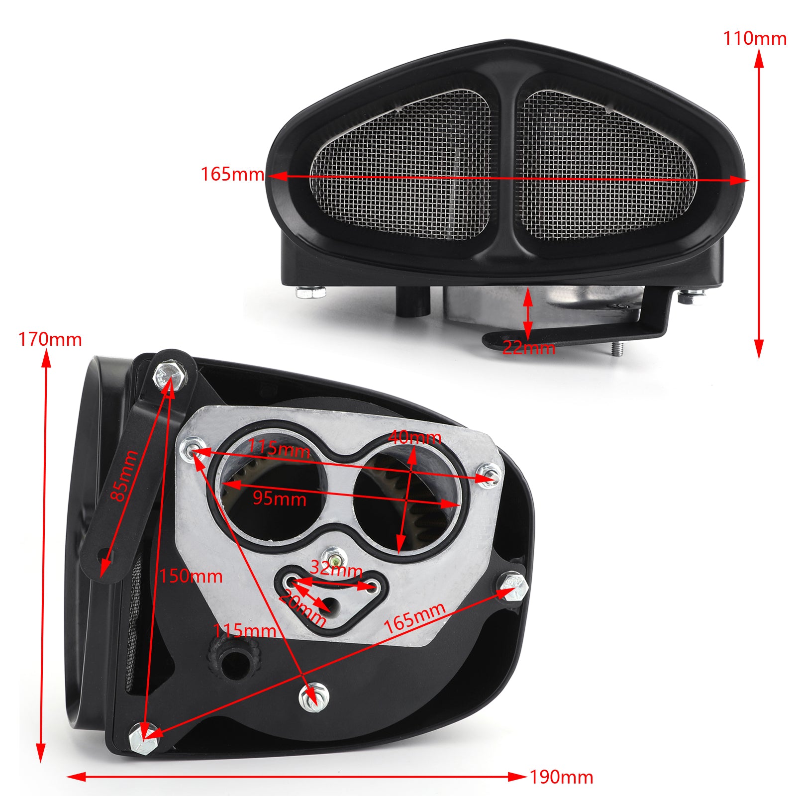 Schwarzer Lufteinlassfilter-Kit Luft Einlassreiniger System Schwarzes Luftansaug-Kit mit Filter Schwarz 06-0267B 06-0267B