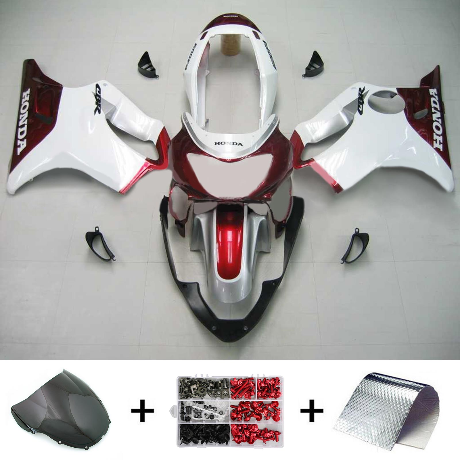 Amotopart Honda CBR600F4 1999-2000 White&Red Style1 Fairing Kit