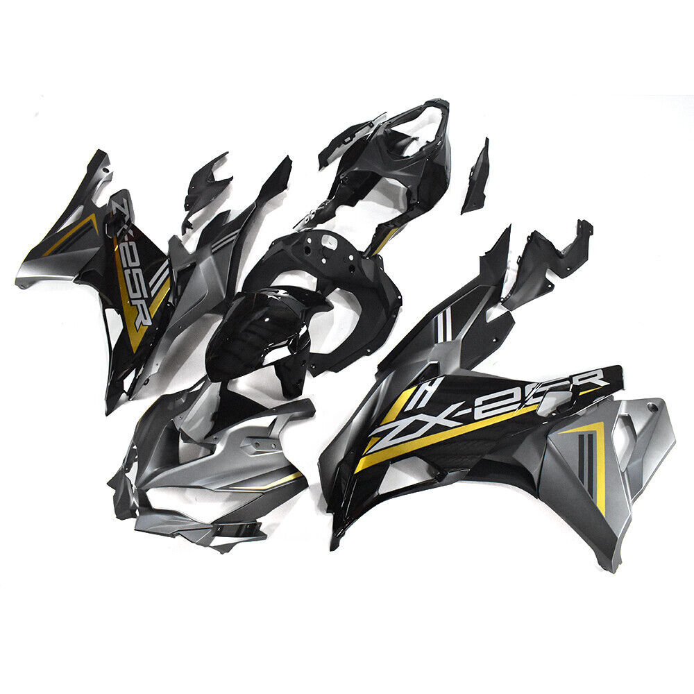 Amotopart 2019-2025 Kawasaki Ninja ZX25R ZX4R ZX4RR Black Sliver Fairing Kit