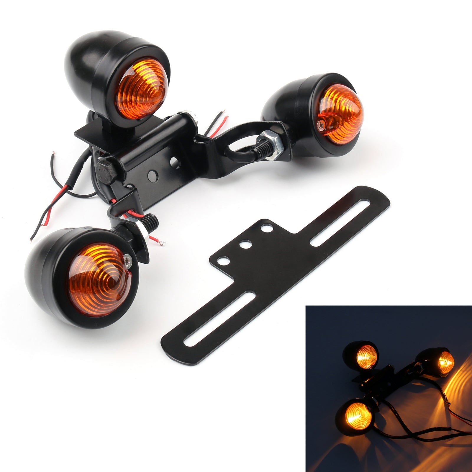 Universal Motorcykel Mount nummerplade Bracket Taillight Brake Light Black