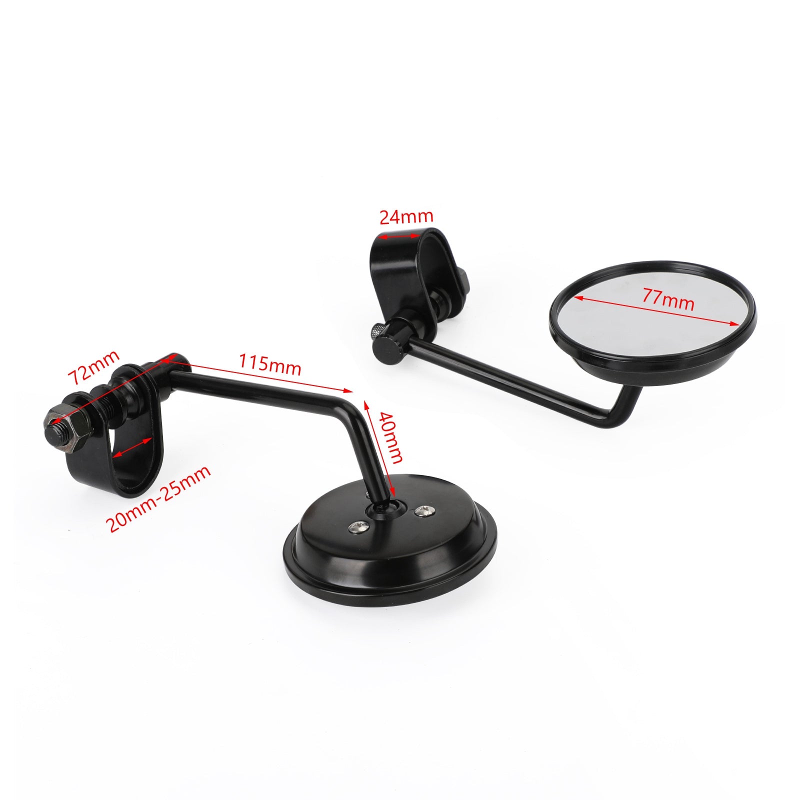 Cafe Racer Chopper Bobber PAIR Old style Clamp on Mirror 3" Kulatá zrcadla