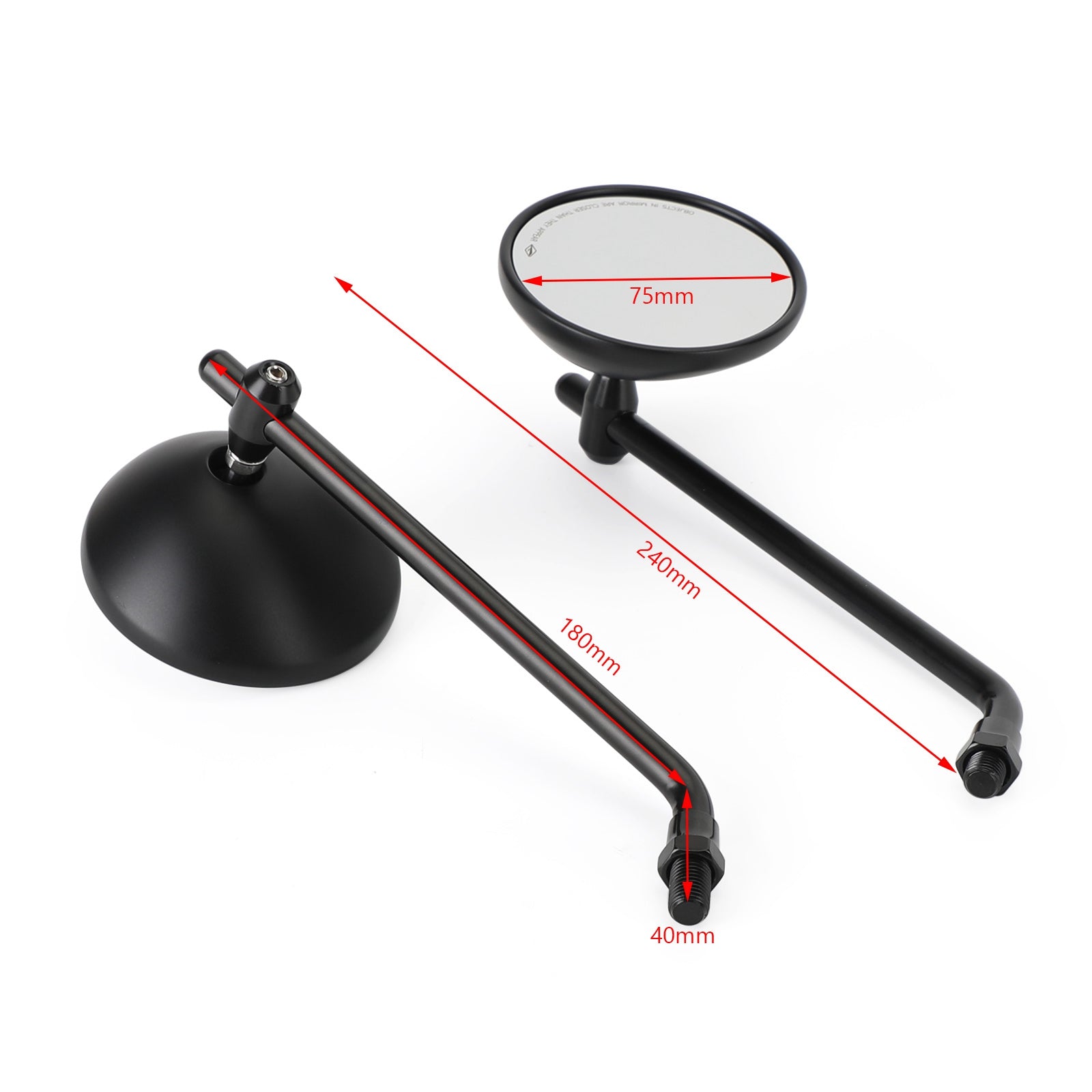 Klassisk stil til højre og venstre sort spejl 10 mm R/H for Honda CB Shadow Cruiser Generic