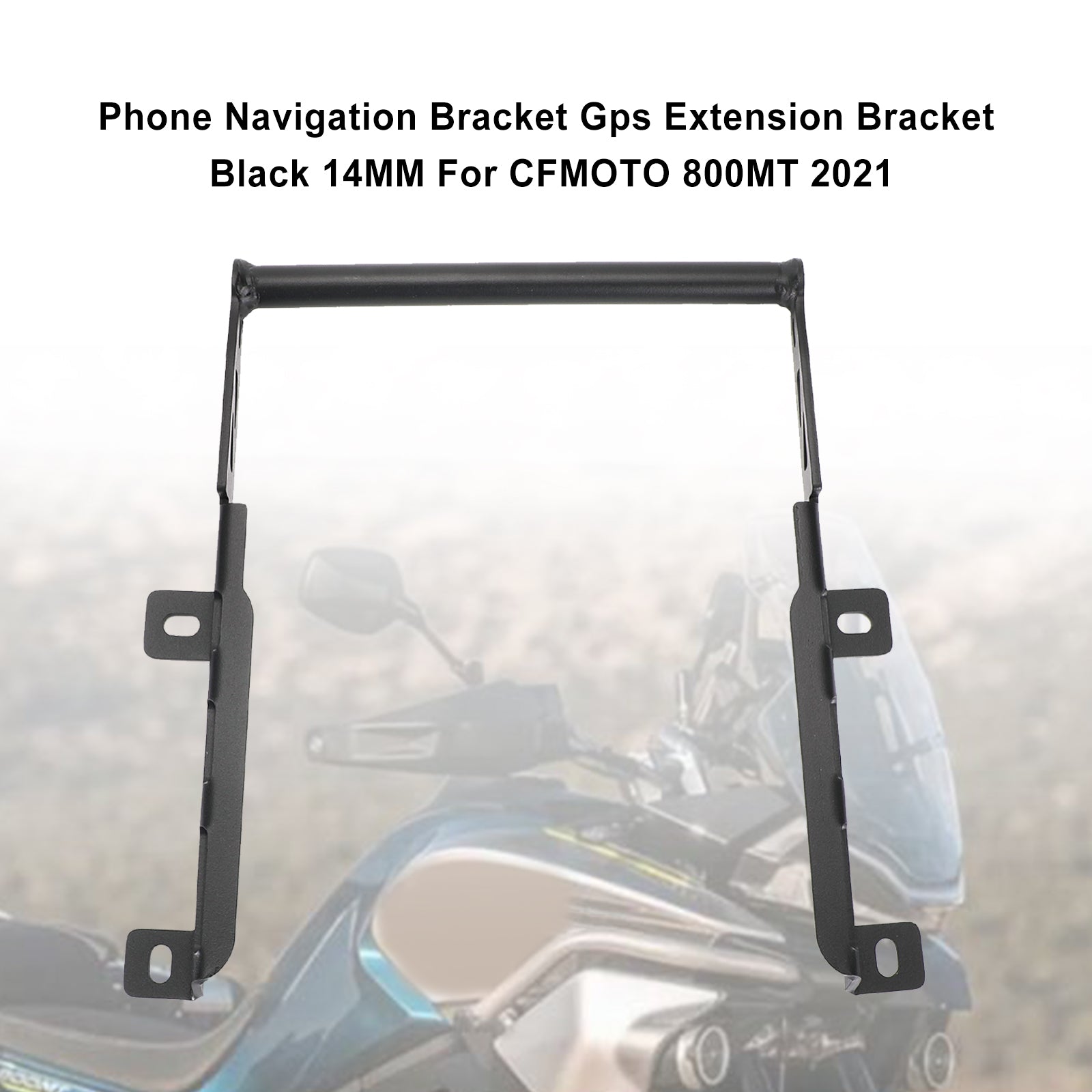 GPS Extension Bracket Phone Navi Bracket Black 14mm Passer til CFMOTO 800mt 2021 Generisk