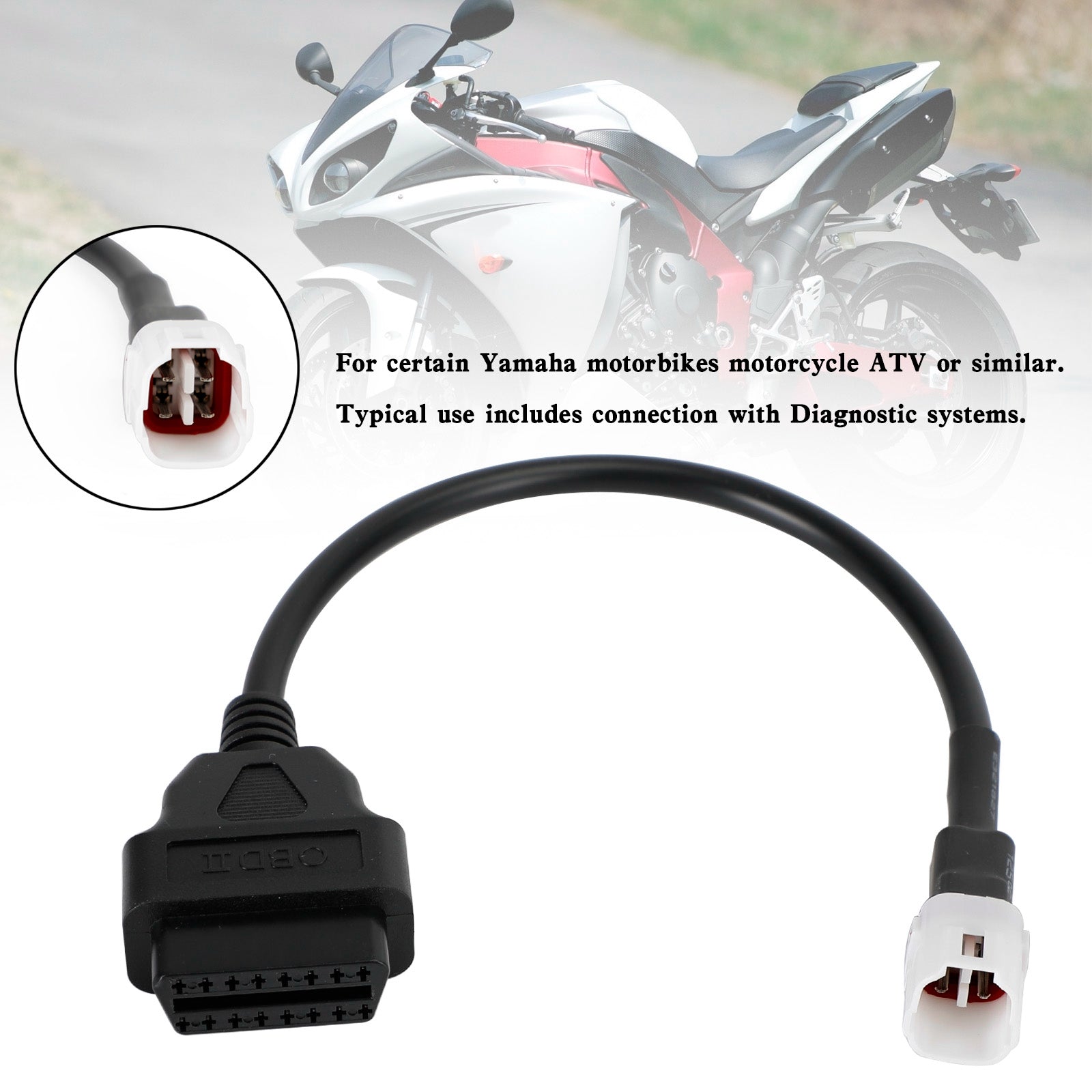 Yamaha R1 R6 MT09 genérico de 4 pinos para o conector do adaptador de diagnóstico de cabo OBD2