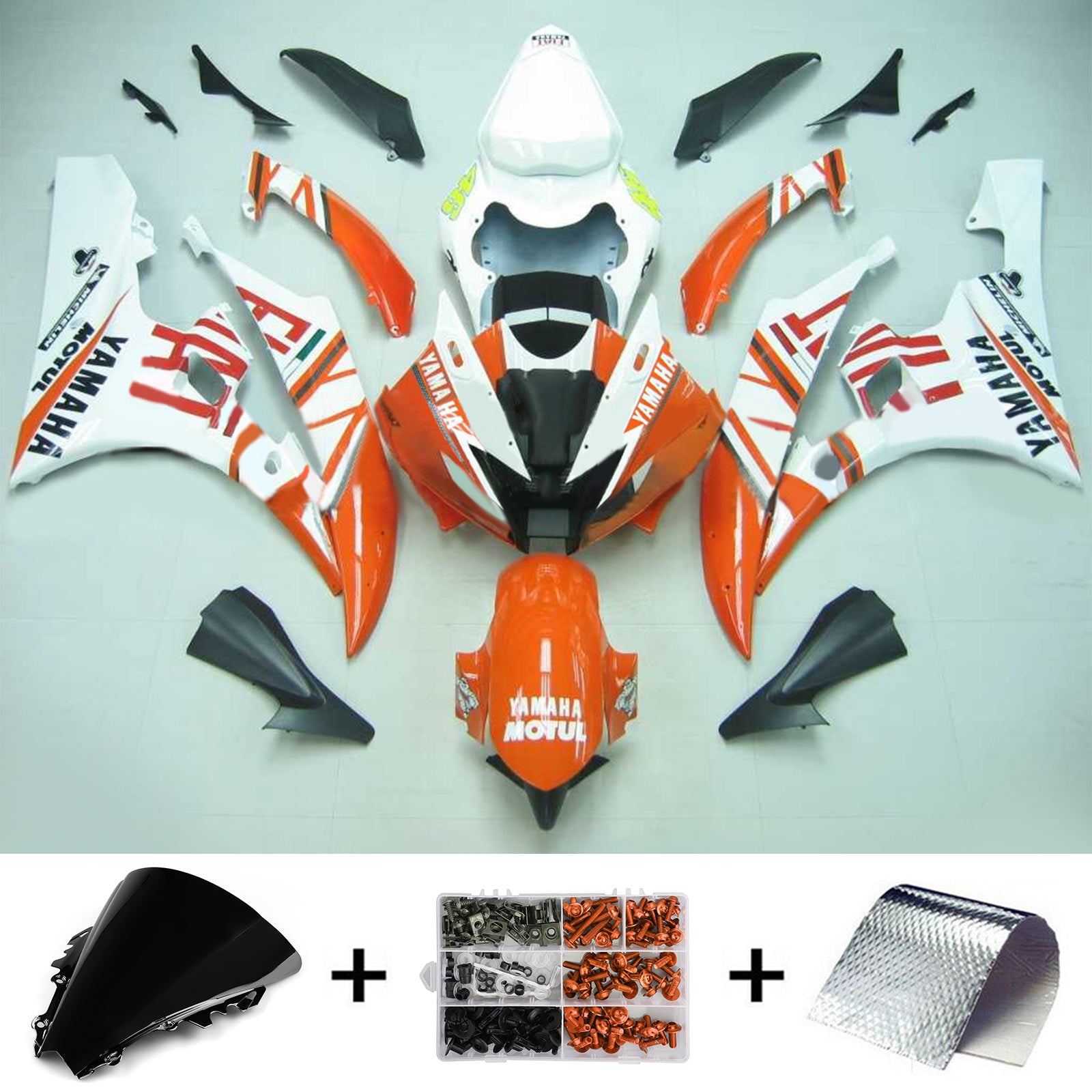 Amotopart Yamaha 2006-2007 YZF 600 R6 Orange White Fairing Kit