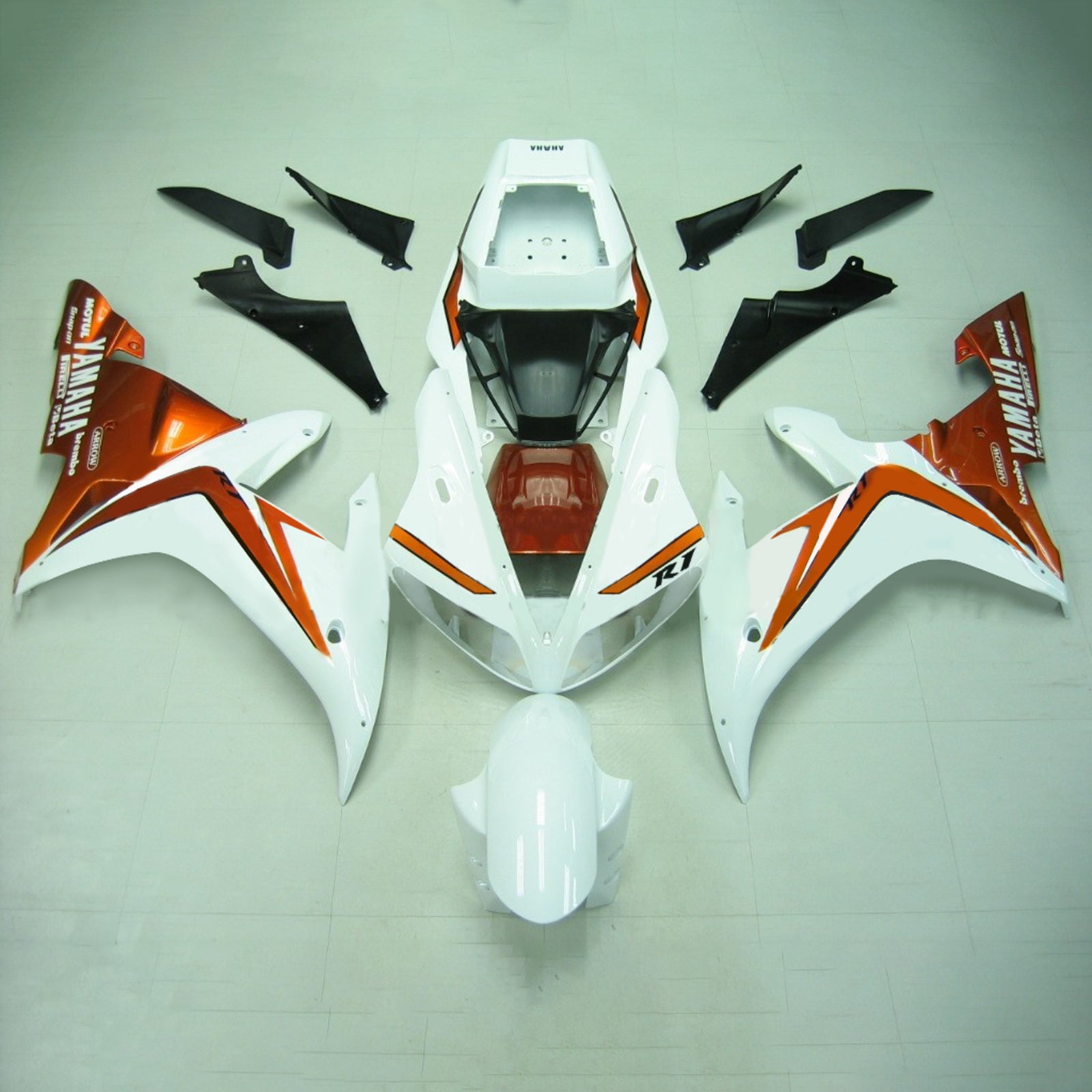 Amotopart Yamaha 2002-2003 YZF 1000 R1 Orange White Fairing Kit