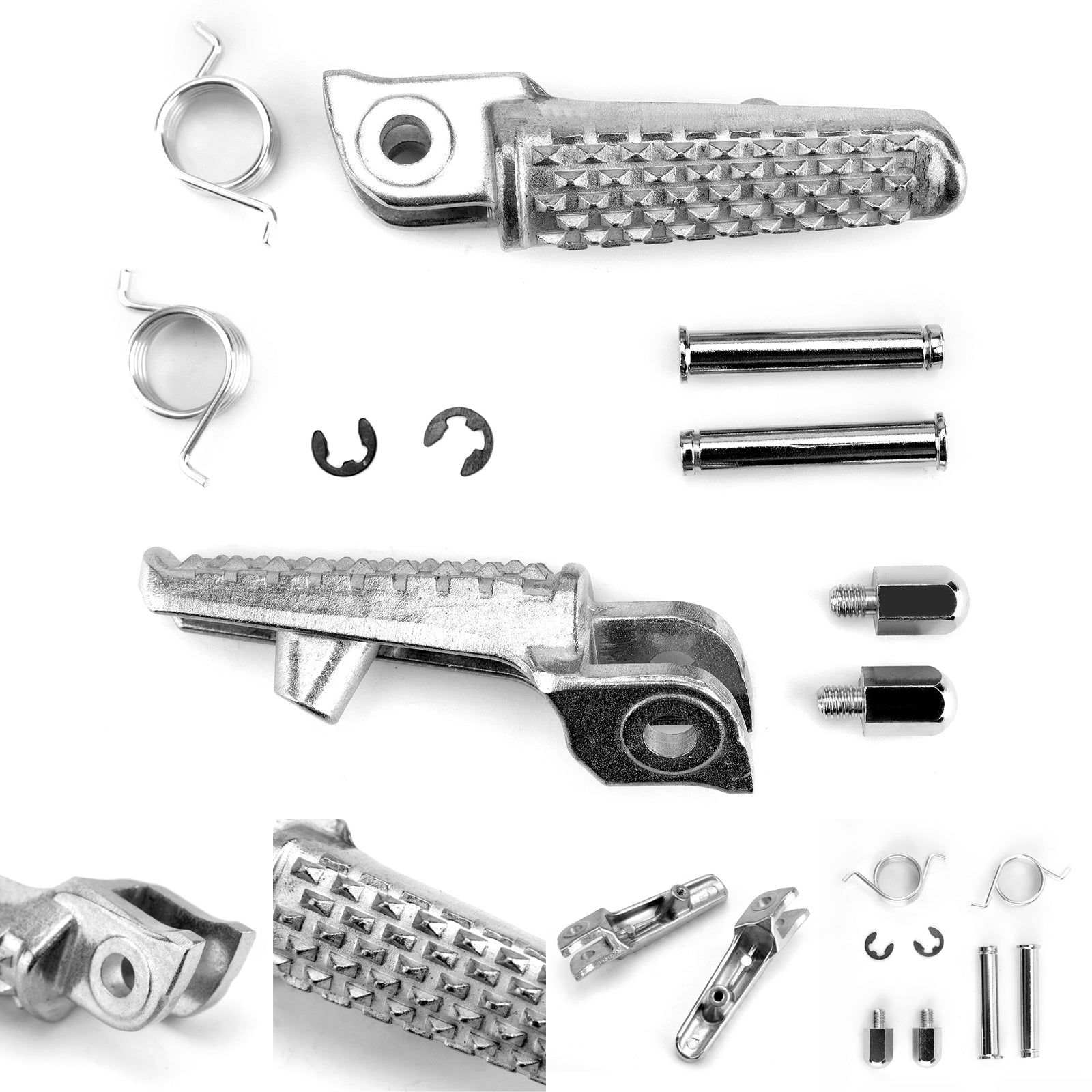 Front Foot Peg fotstøtte for Honda CB1000R CBR600RR CBR1000RR VTR1000S Sølv