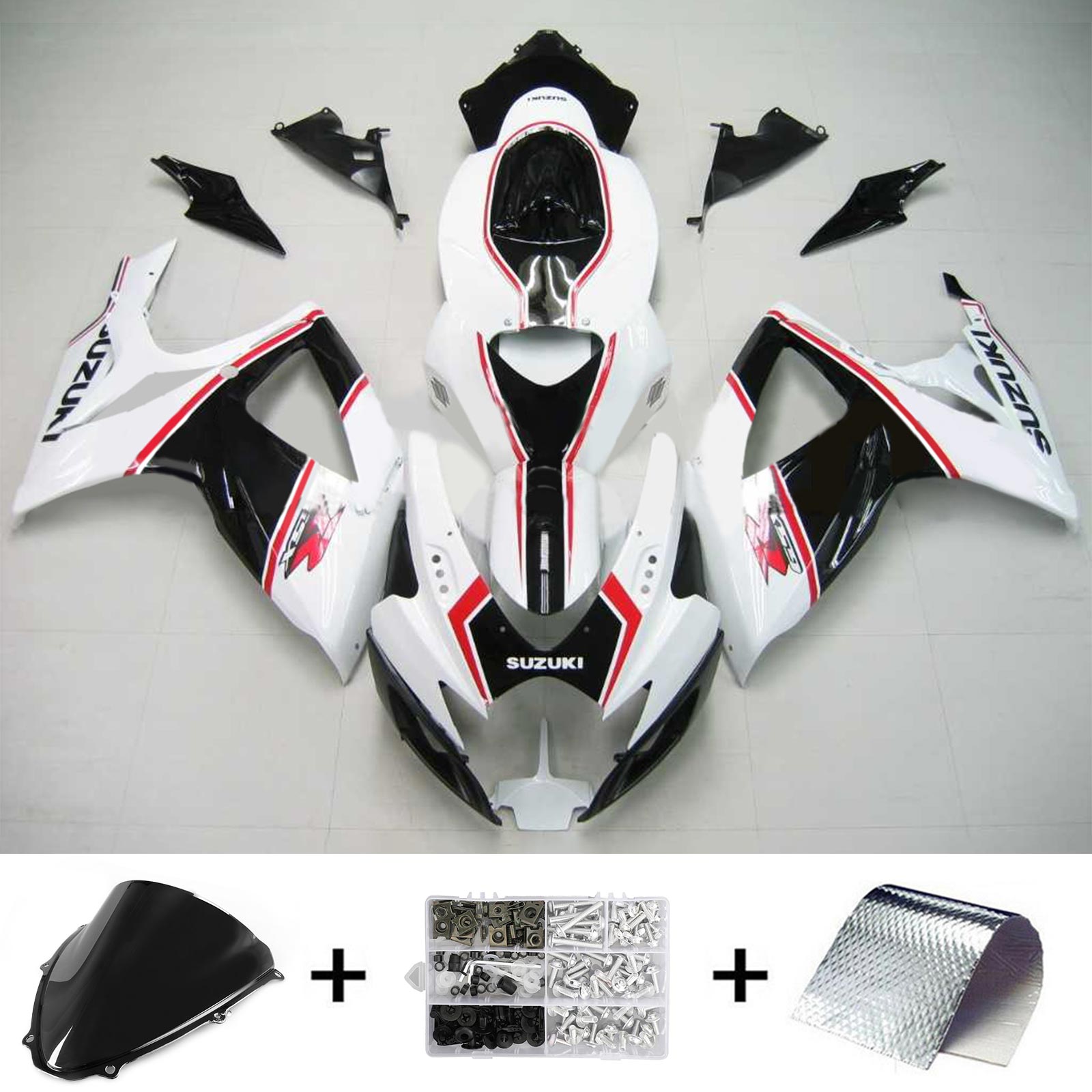 Amotopart 2006-2007 Suzuki GSXR 600/750 Black&White Style3 Fairing Kit