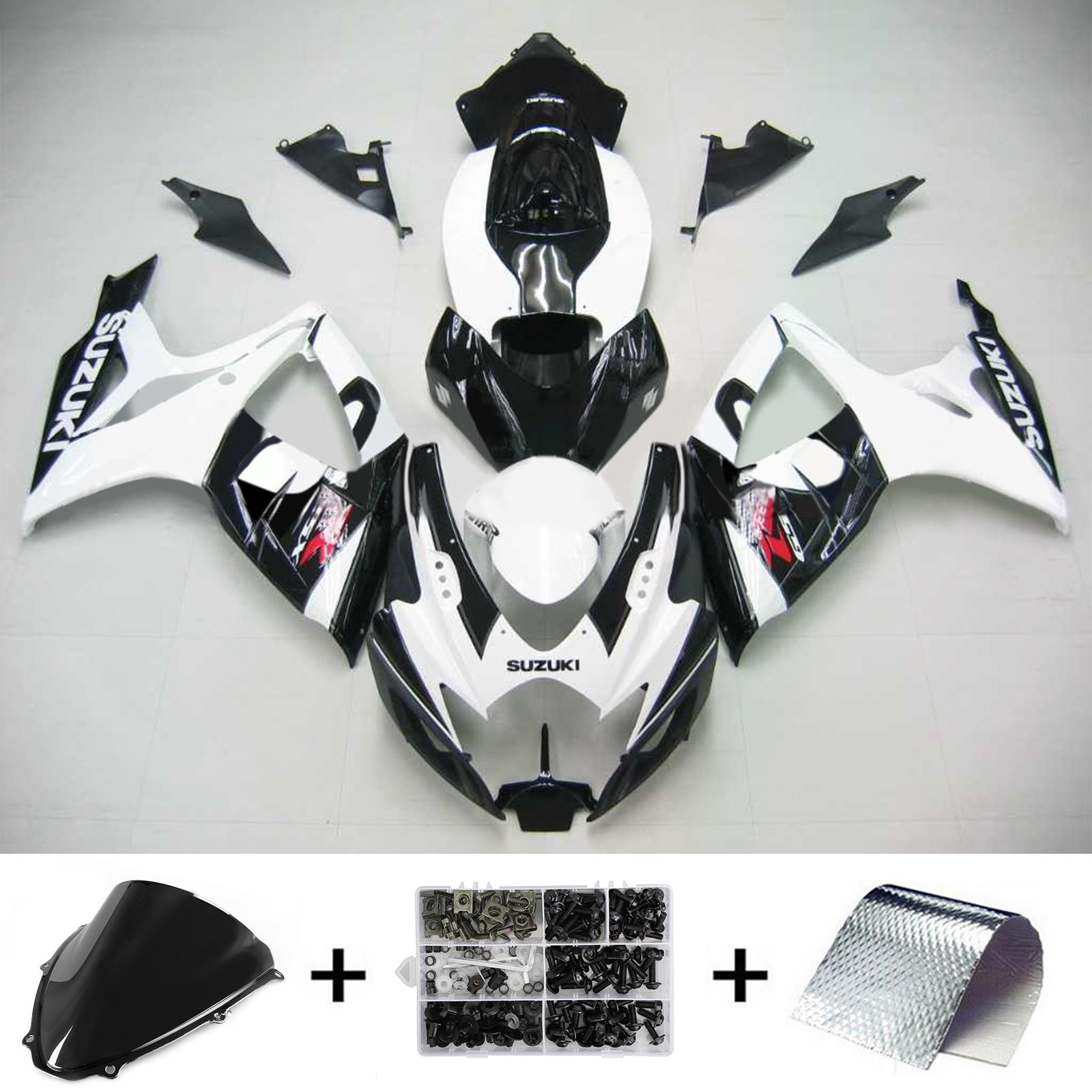 Amotopart 2006-2007 Suzuki GSXR 600/750 Black&White Style4 Fairing Kit