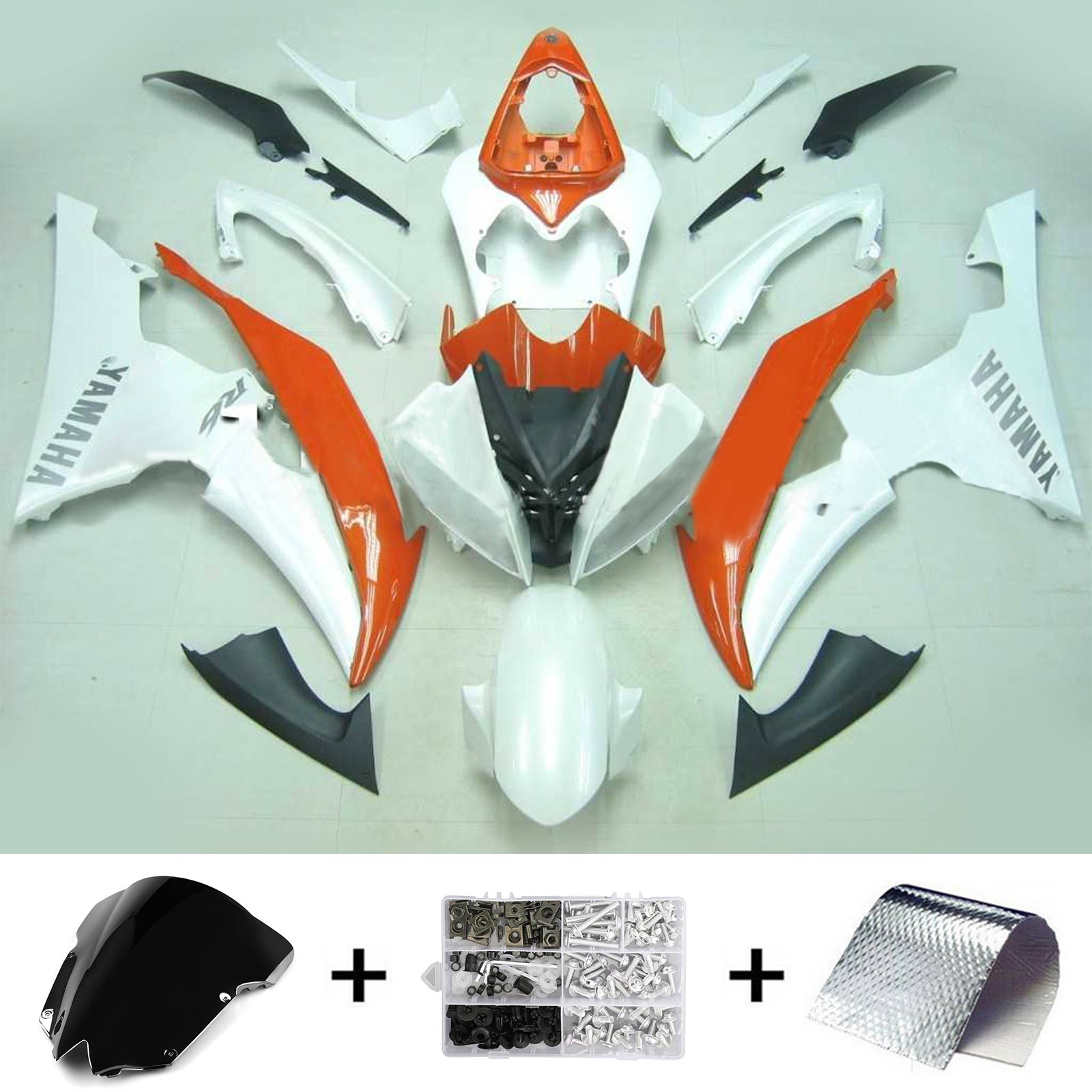 Amotopart Yamaha 2008-2016 YZF 600 R6 White Fairing Kit