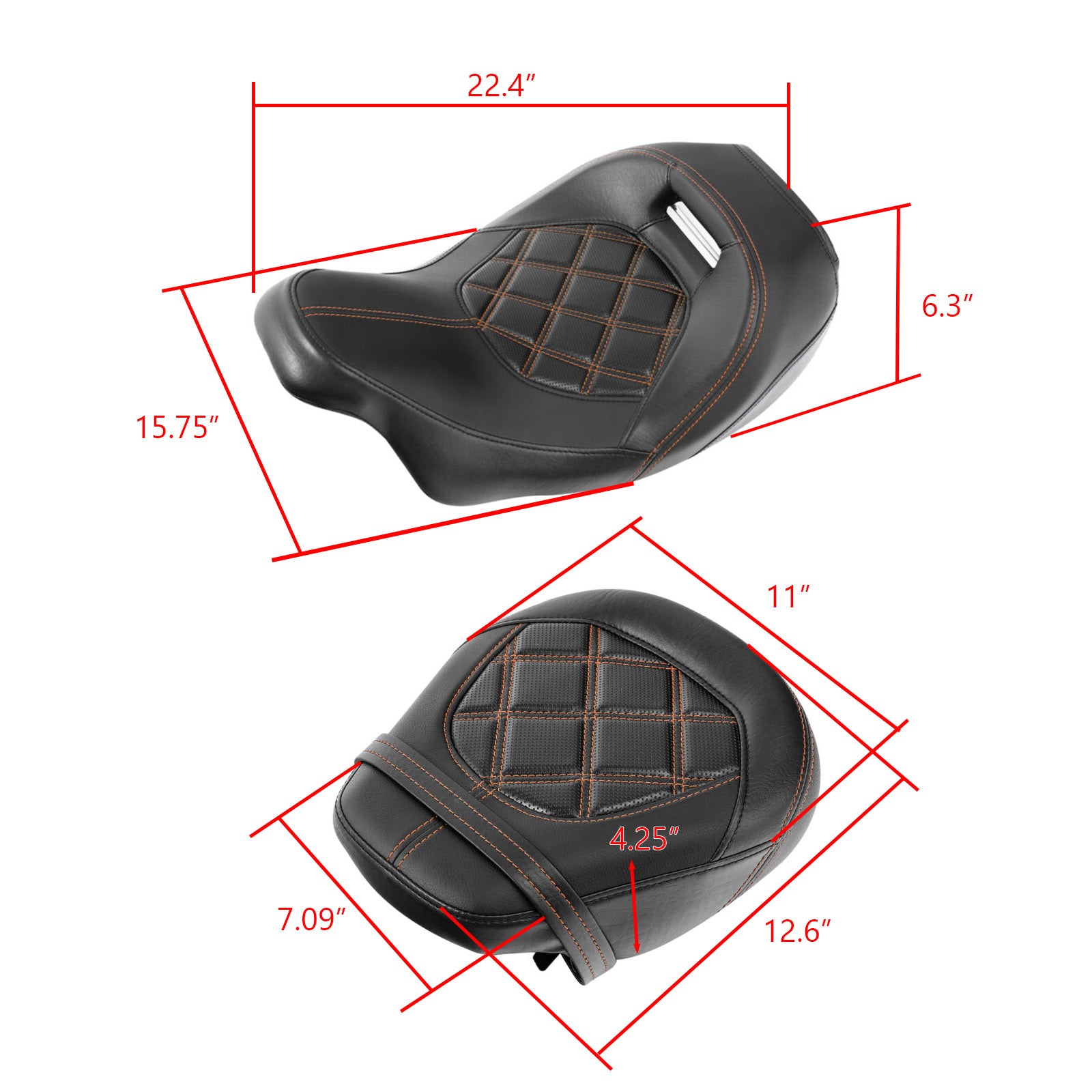 Harley Touring CVO Road Glide FLTR 2009-2021 Orange Harley Fahrer Beifahrersitz