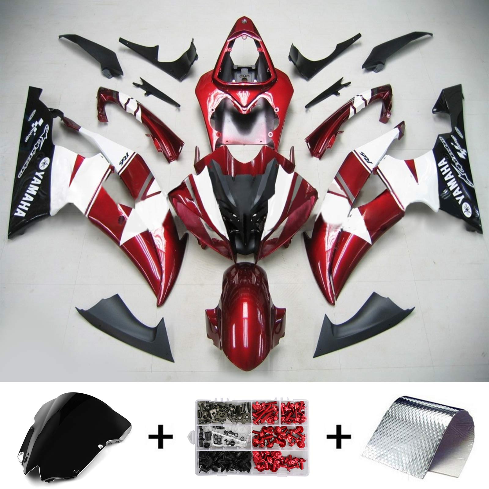 Amotopart Yamaha 2008-2016 YZF 600 R6 Red White Fairing Kit