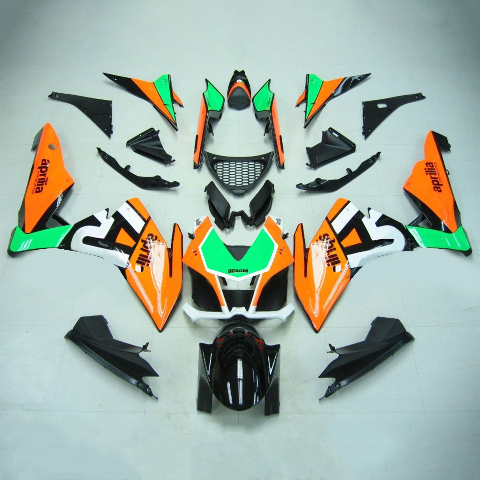 Amotopart Aprilia 2009-2015 RSV4 1000 Orange Green Fairing Kit