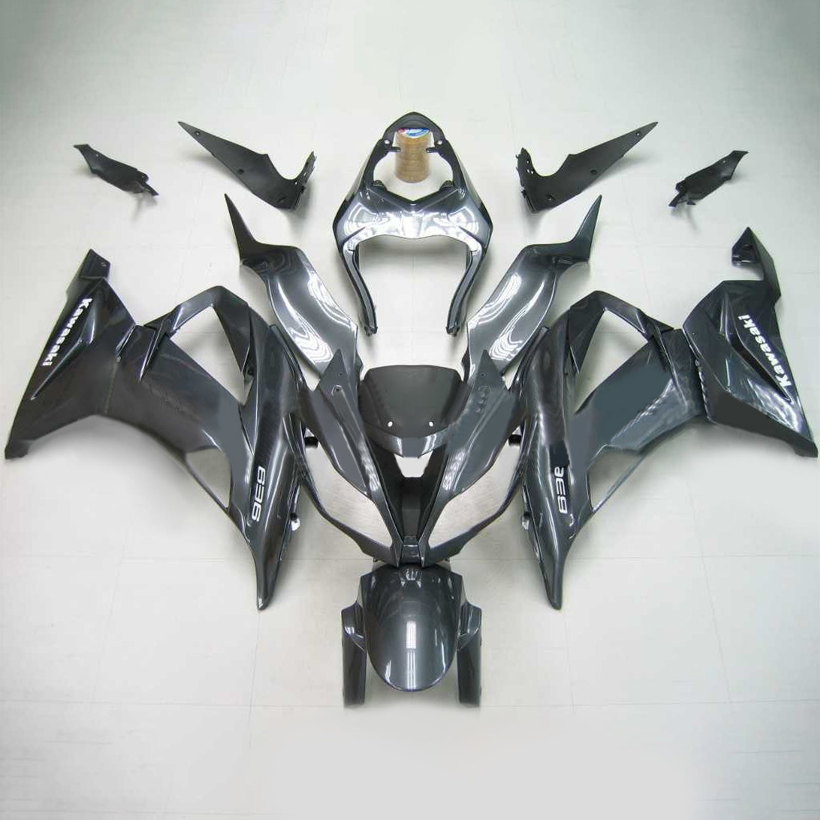Amotopart Kawasaki 2013–2018 ZX6R 636 schwarzes Verkleidungsset