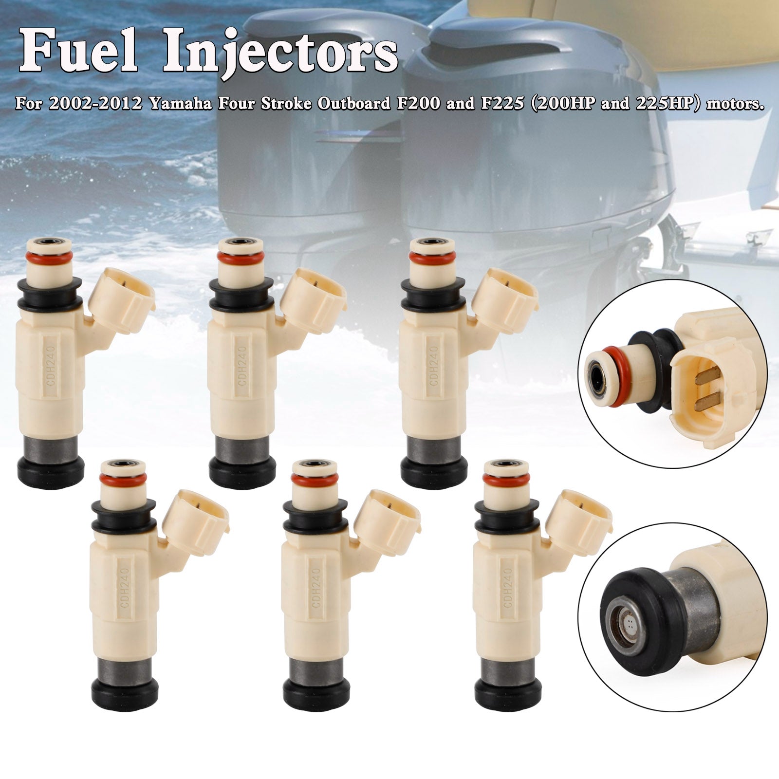 6st CDH-240 bränsleinsprutare 69J-13761-00-00 för Yamaha Outboard F200 F225