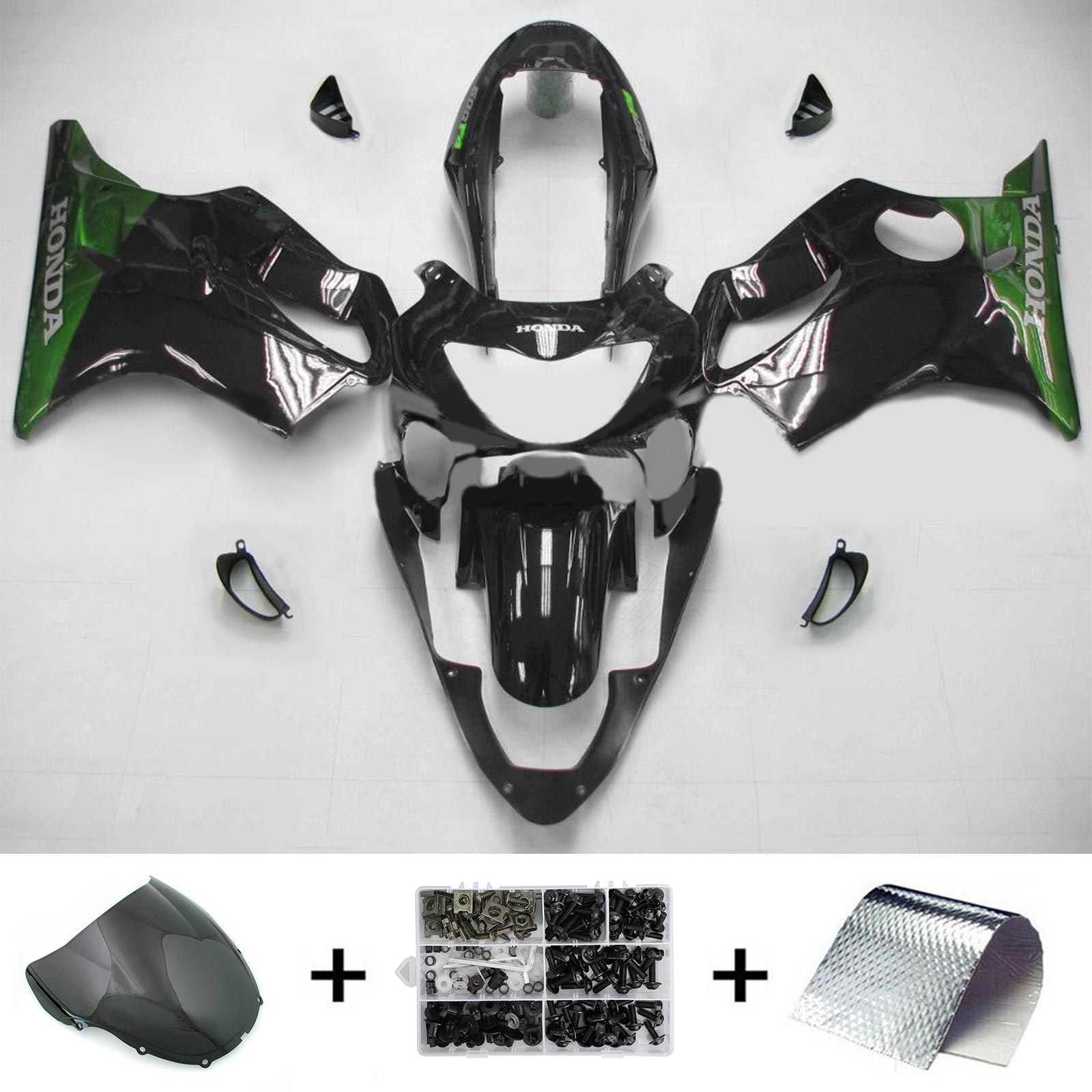 Amotopart Honda CBR600F4 1999-2000 Sort&GReen kåbesæt