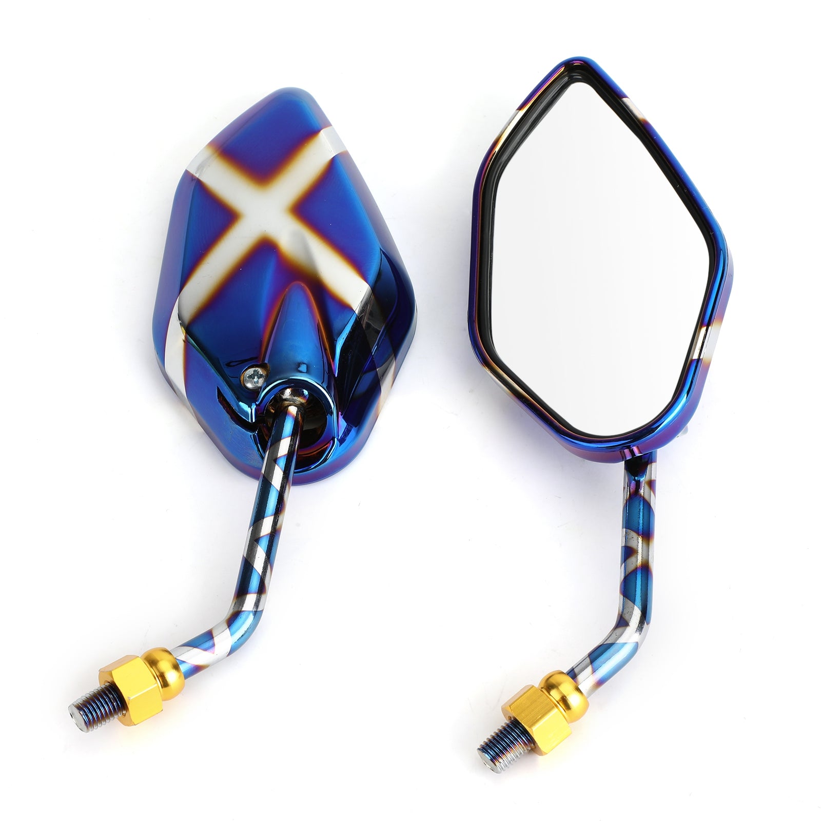 Verbrande titaniumzijde achteruitkijkspiegels 10 mm M10 voor cafe racer op maat gemaakte motorfiets generiek