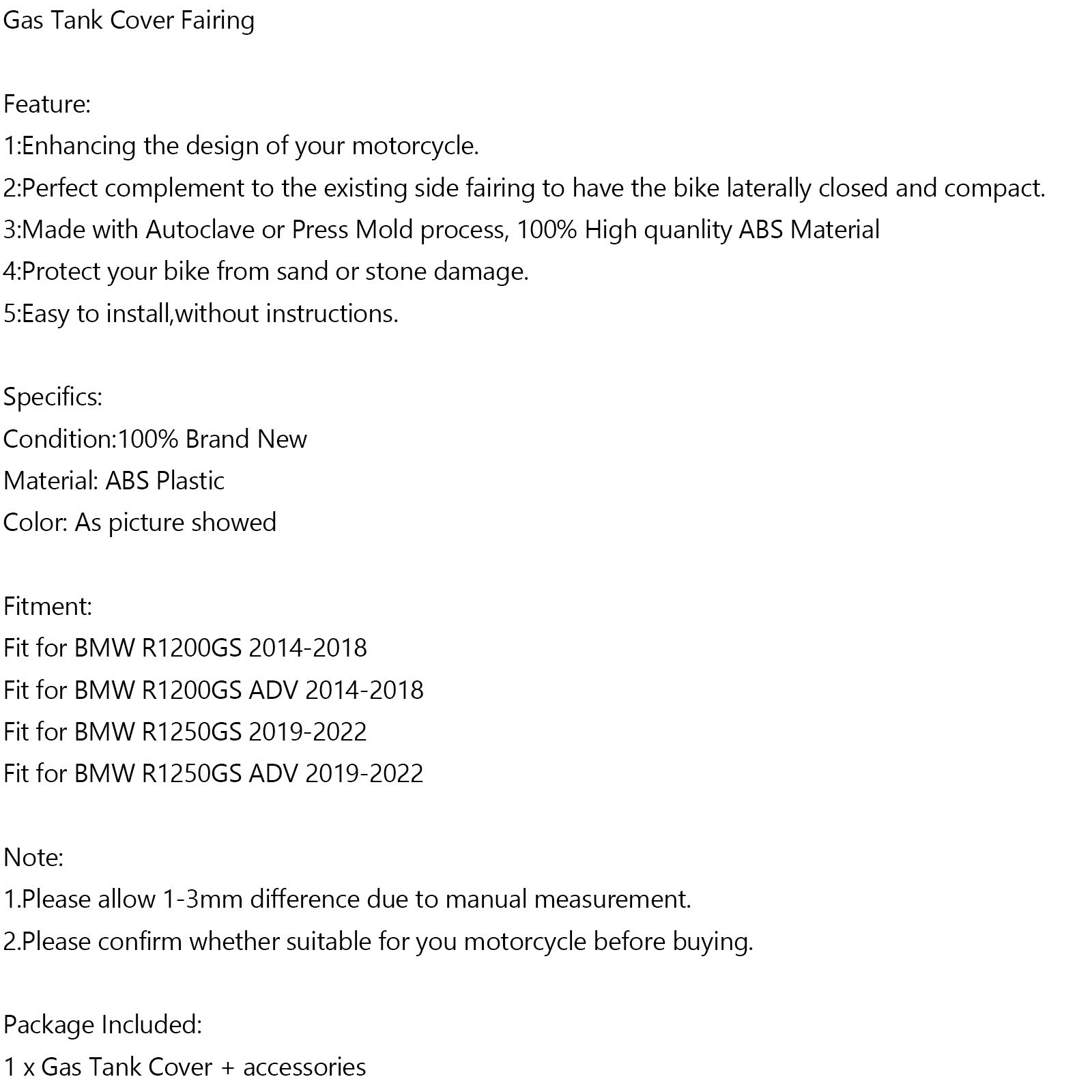 2014-2022 BMW R1200GS ADV R1250GS GASE Tankabdeckung Schutzschutzschutzschutz