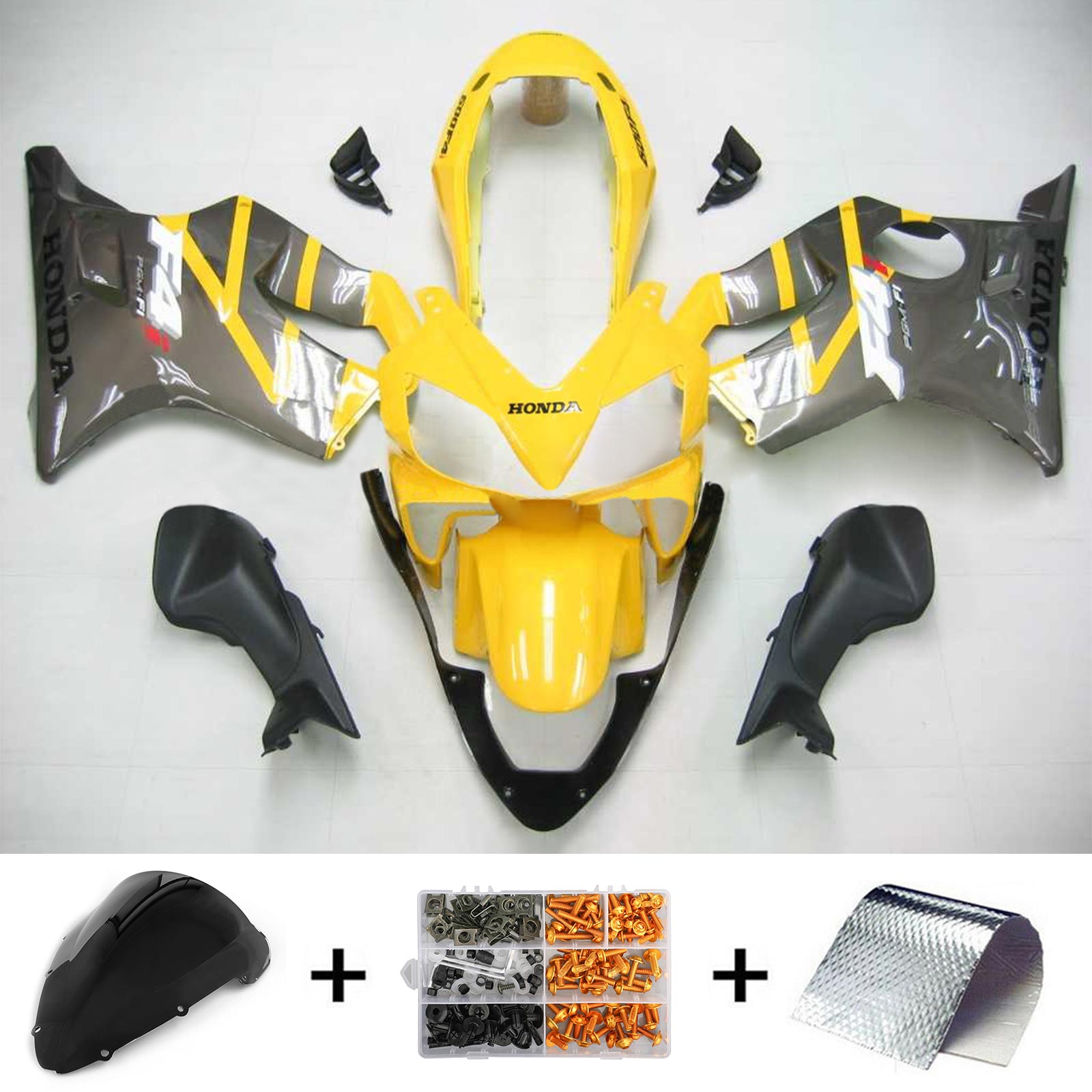 Amotopart Honda CBR600 F4i 2004-2007 Yellow&Grey Fairing Kit