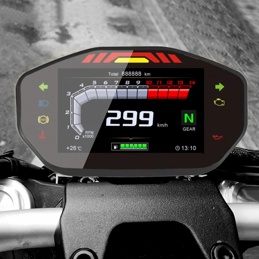 Universal Motorrad Tft Digital Tachometer 14000 U/min 6 Gang  Hintergrundbeleuchtung Kilometerzähler