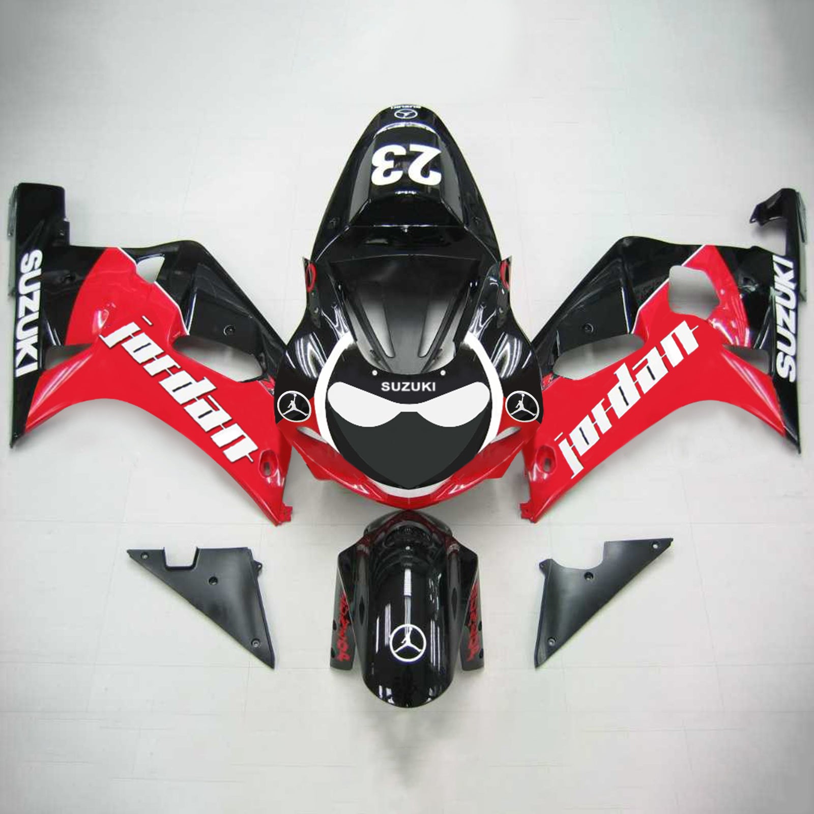 Amotopart Suzuki 01-03 GSXR600 & 00-03 GSXR750 Fairing Black Red Kit