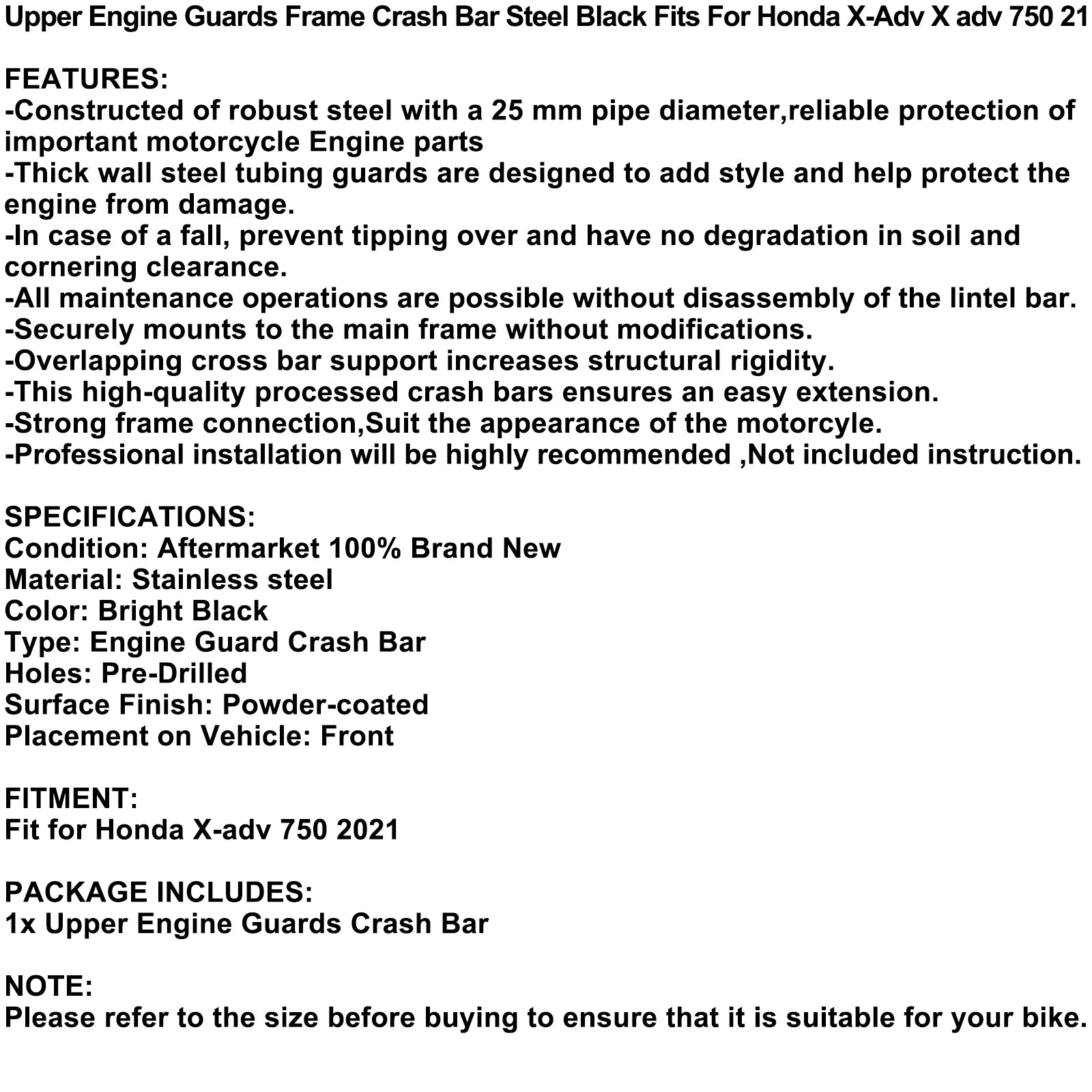 Motorbeskyttelsesramme Øvre crash bar sølv til Honda X-Adv X Adv 750 21 Generisk