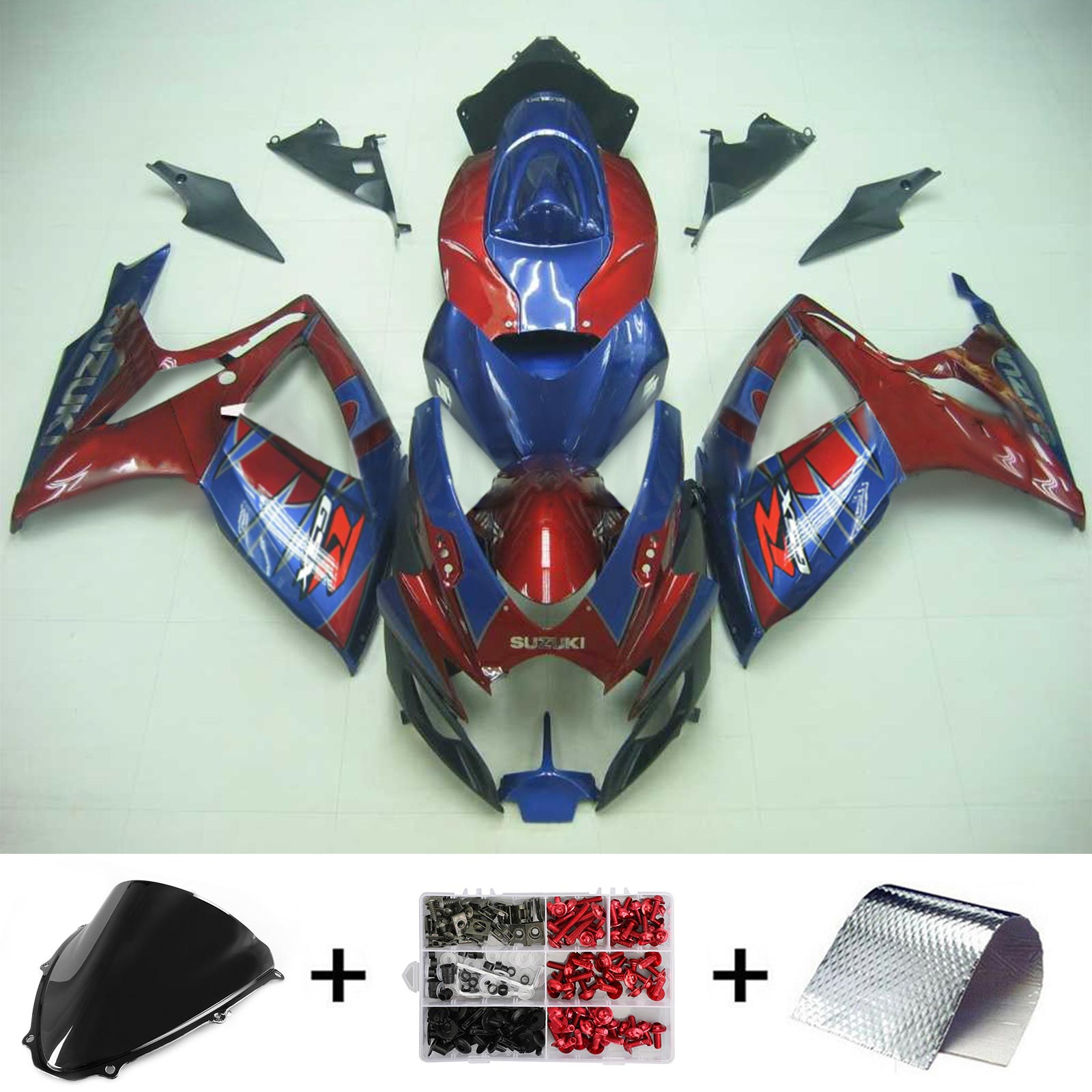 Amotopart 2006-2007 Suzuki GSXR 600/750 Glossy Blue&Red Fairing Kit