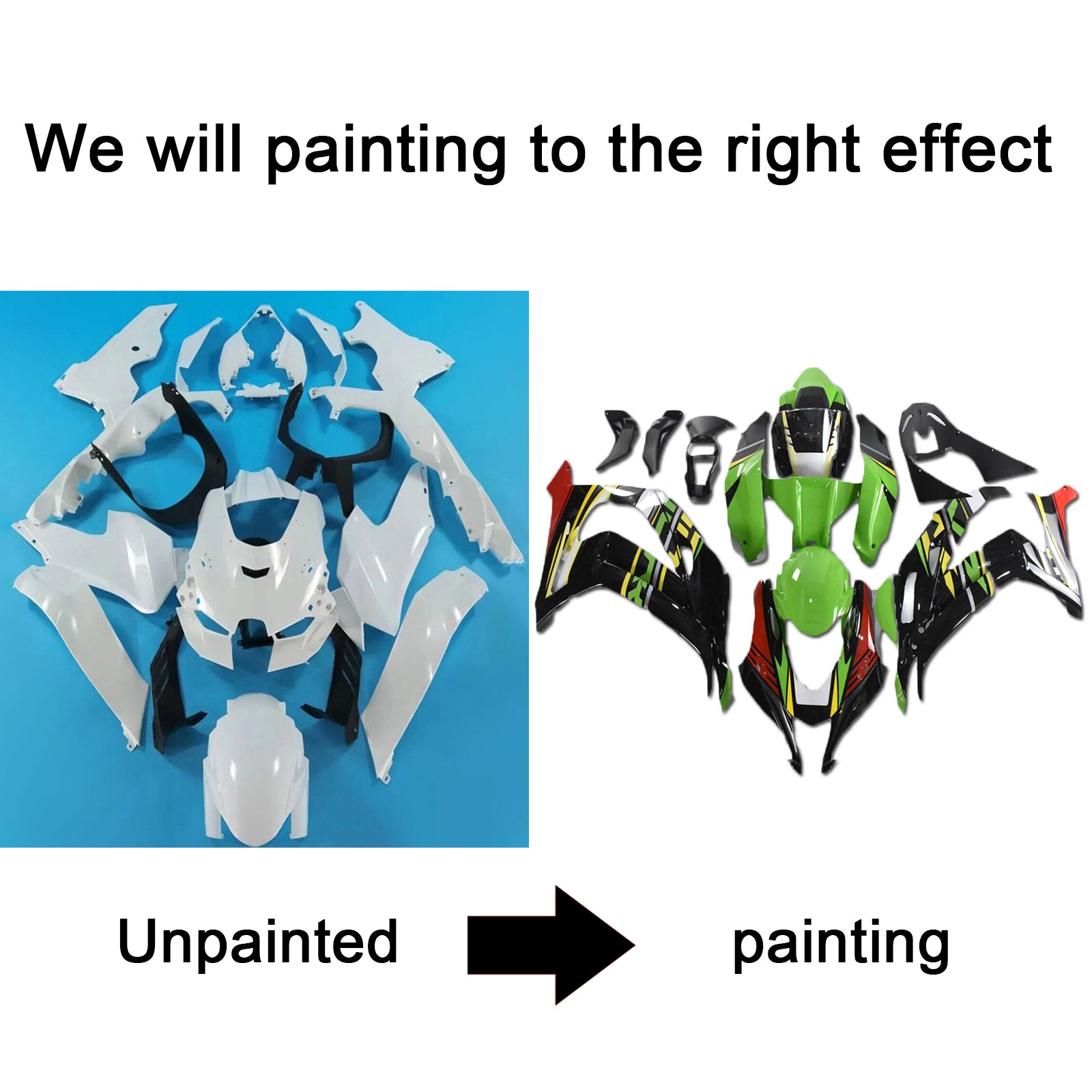 AMOTOPART 2021-2025 KAWASAKI ZX10R ZX10RR GRÖN Black Style2 Fairing Kit