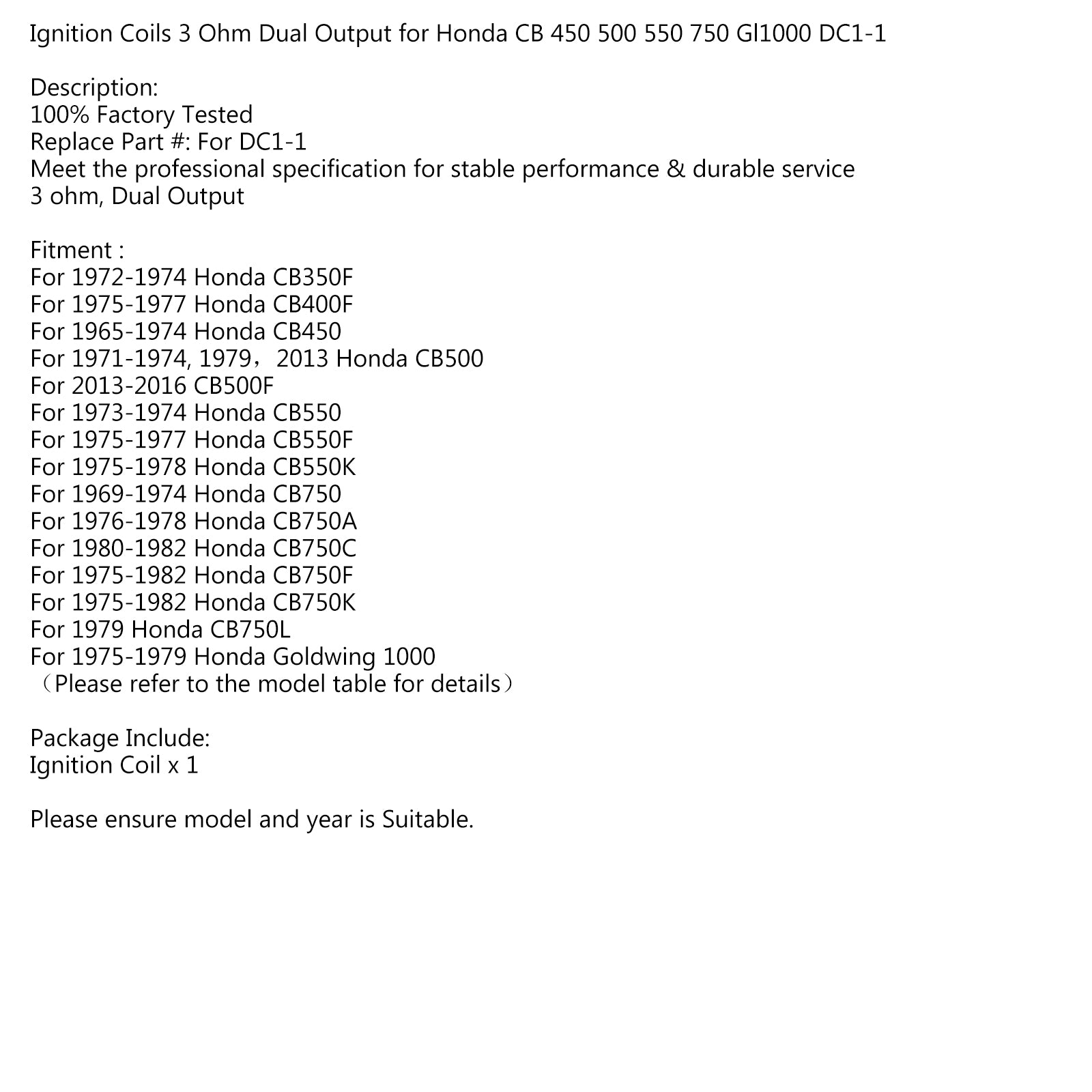 OEM Ignition Coils 3.0 ohms Angled Dual Output For Honda CB 350F 400F 450 DC1-1