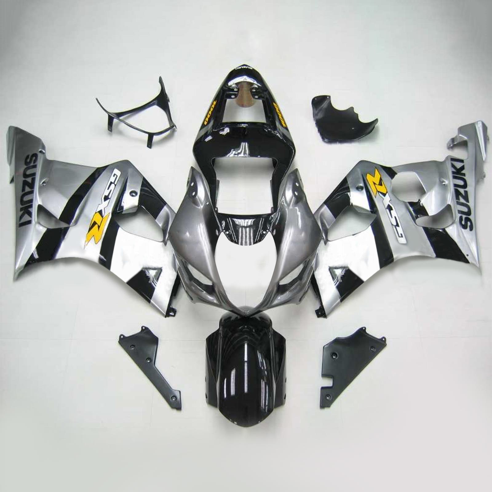 Amotopart Suzuki 2003-2004 GSXR1000 Sliver Black Fairing Kit