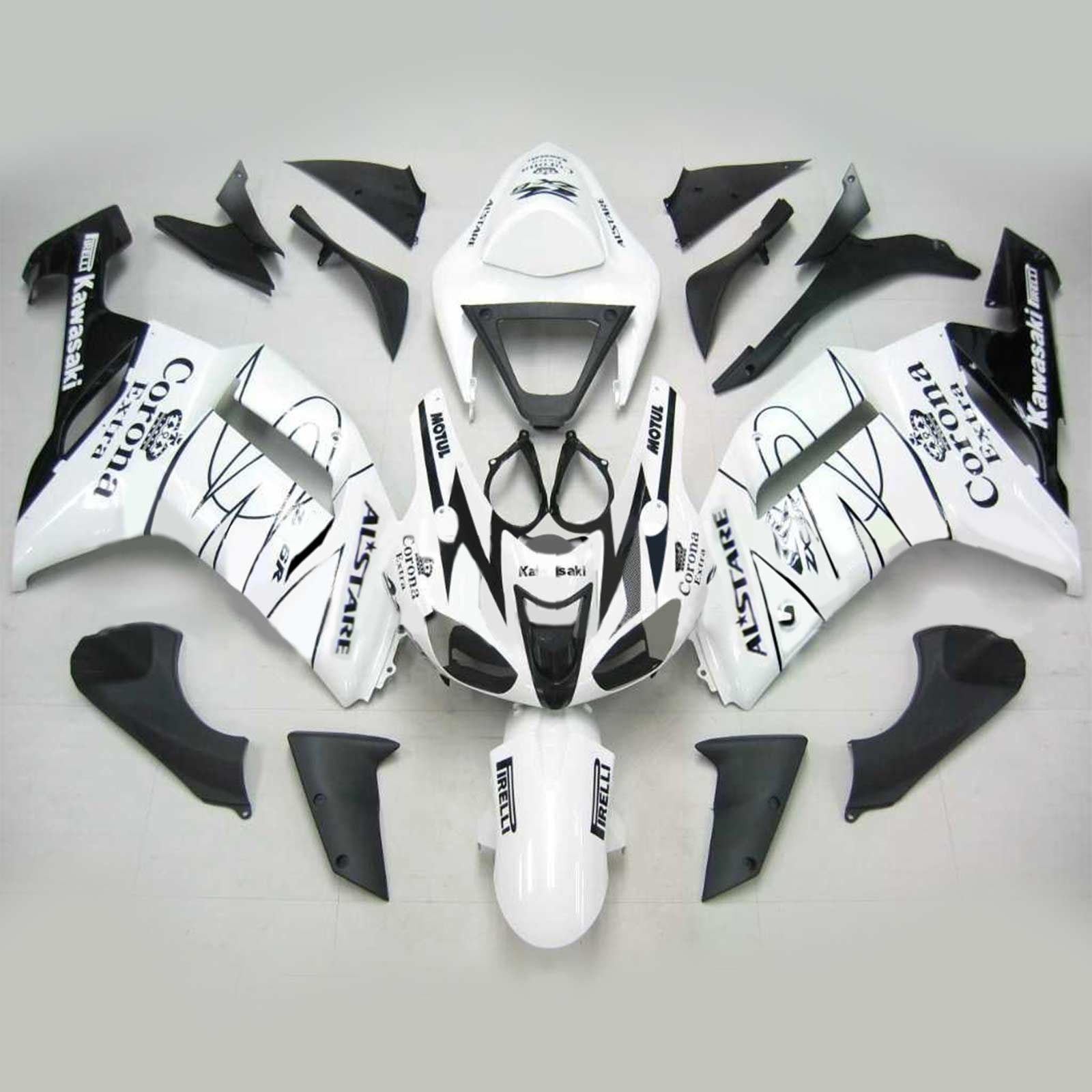 Amotopart Kawasaki 2007-2008 ZX6R 636 WHITE s černým linií