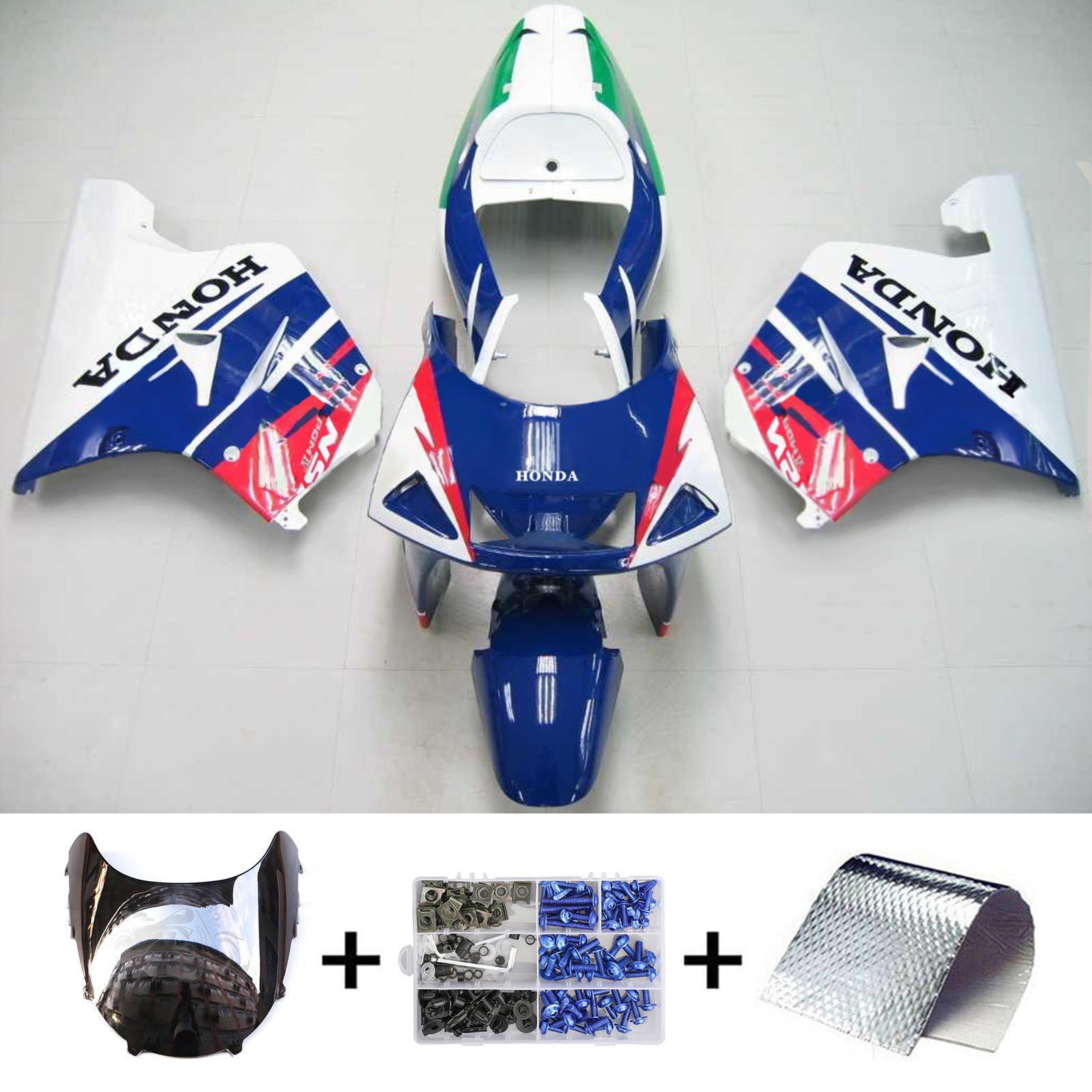 Amotopart 1994-1996 Honda NSR250 PGM-4 Fairing Blue&Green Kit