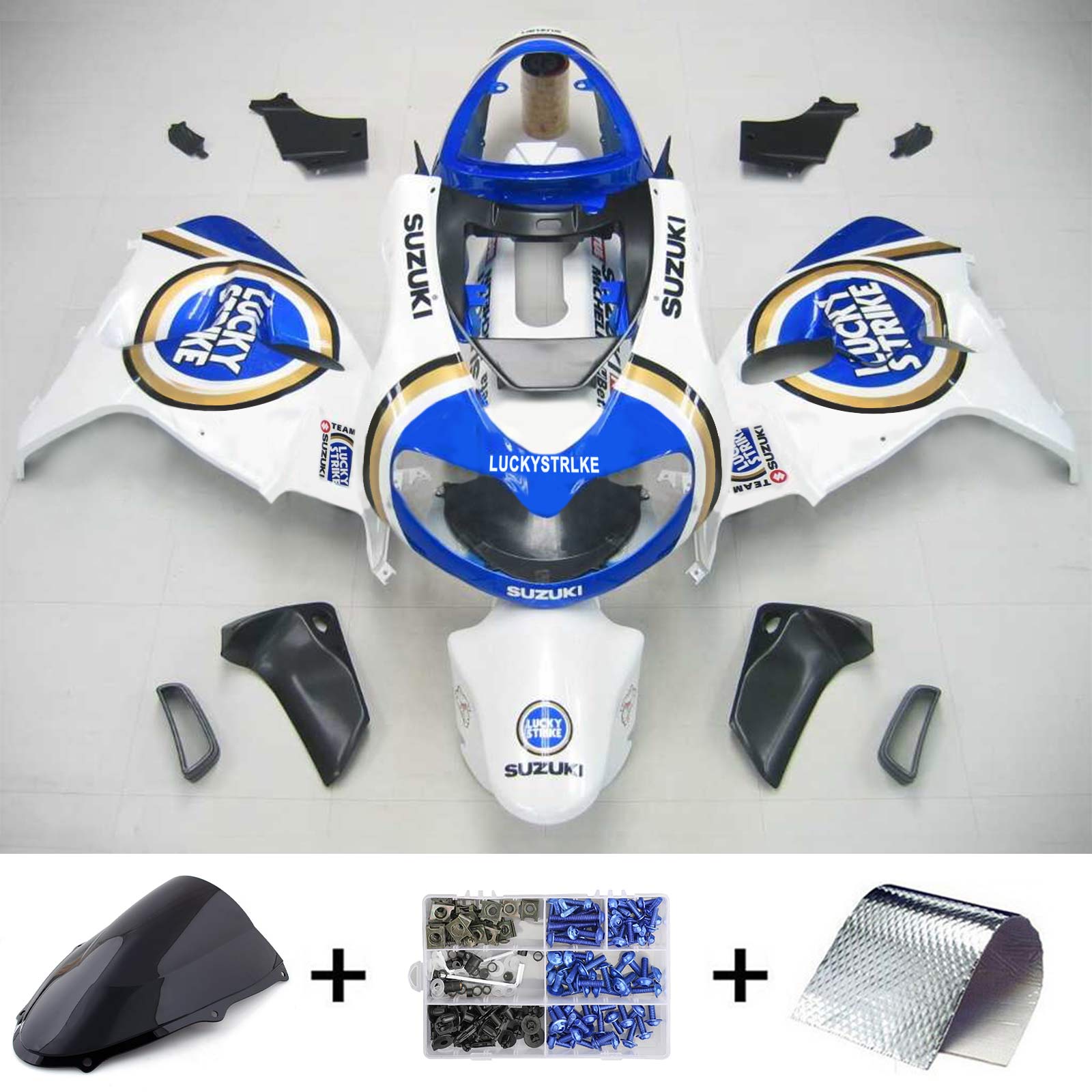 Amotopart 1998-2003 Suzuki TL1000R Kåbe Lucky Strike Blå&Whvidt Kit