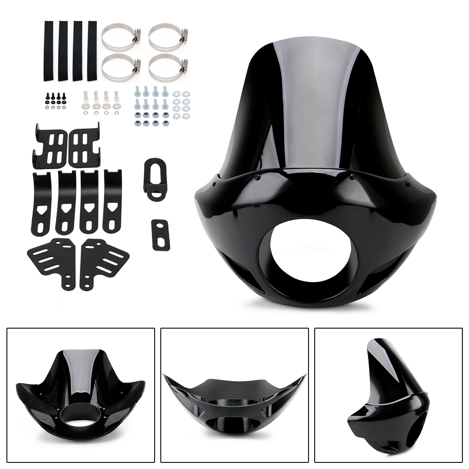 Carénage de phare de pare-brise adapté aux fourches de 35 à 49 mm. 5.75" Phares Dyna