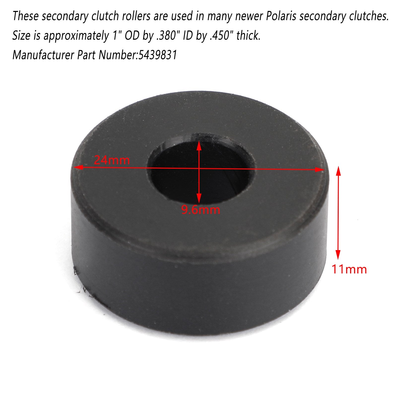 Pair Secondary Clutch Rollers for Polaris RZR Ranger ACE 570 900 2013-2019