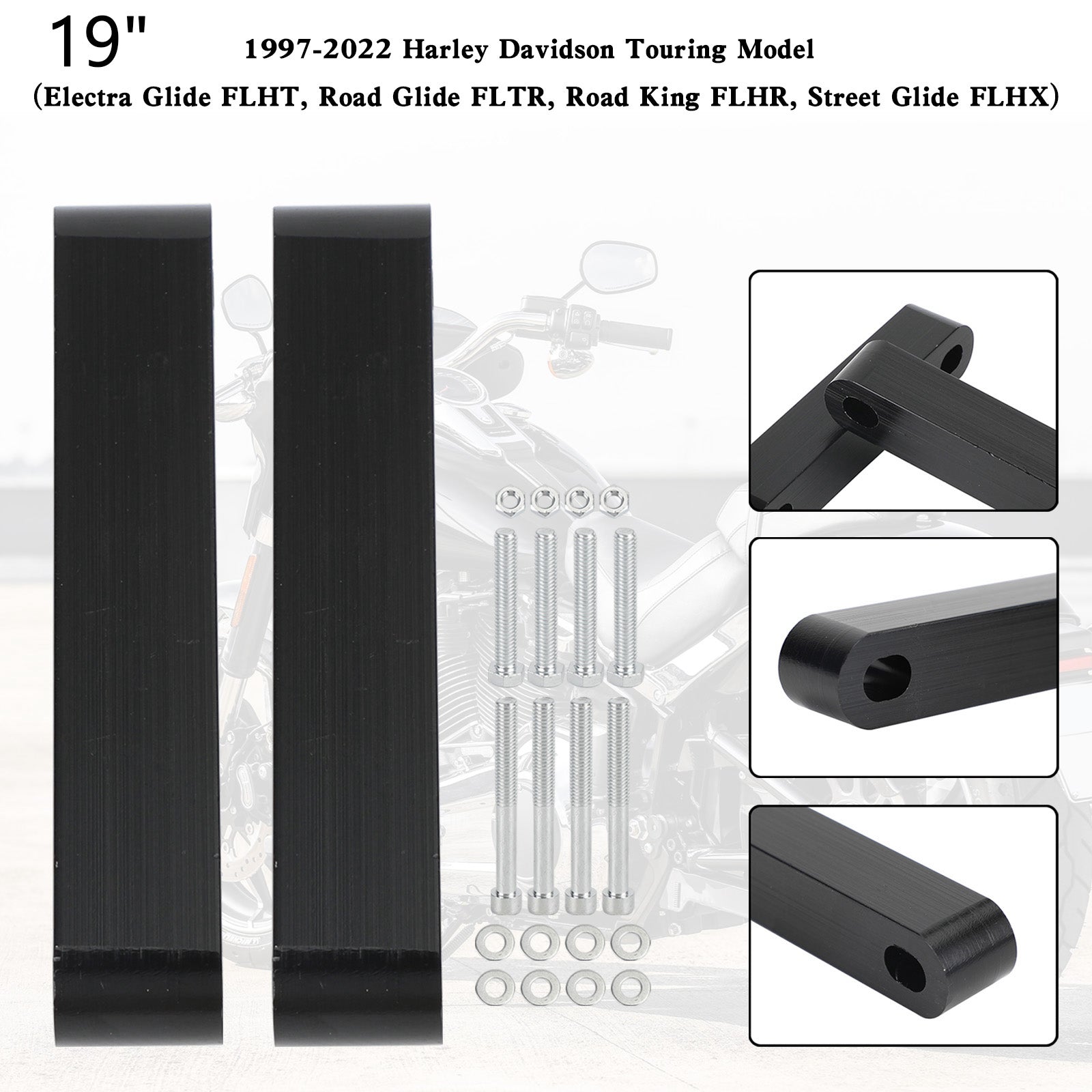 19" 21" 23" Spaceres de Fender Front para turnê Electra Street Glide Road 1997-2022
