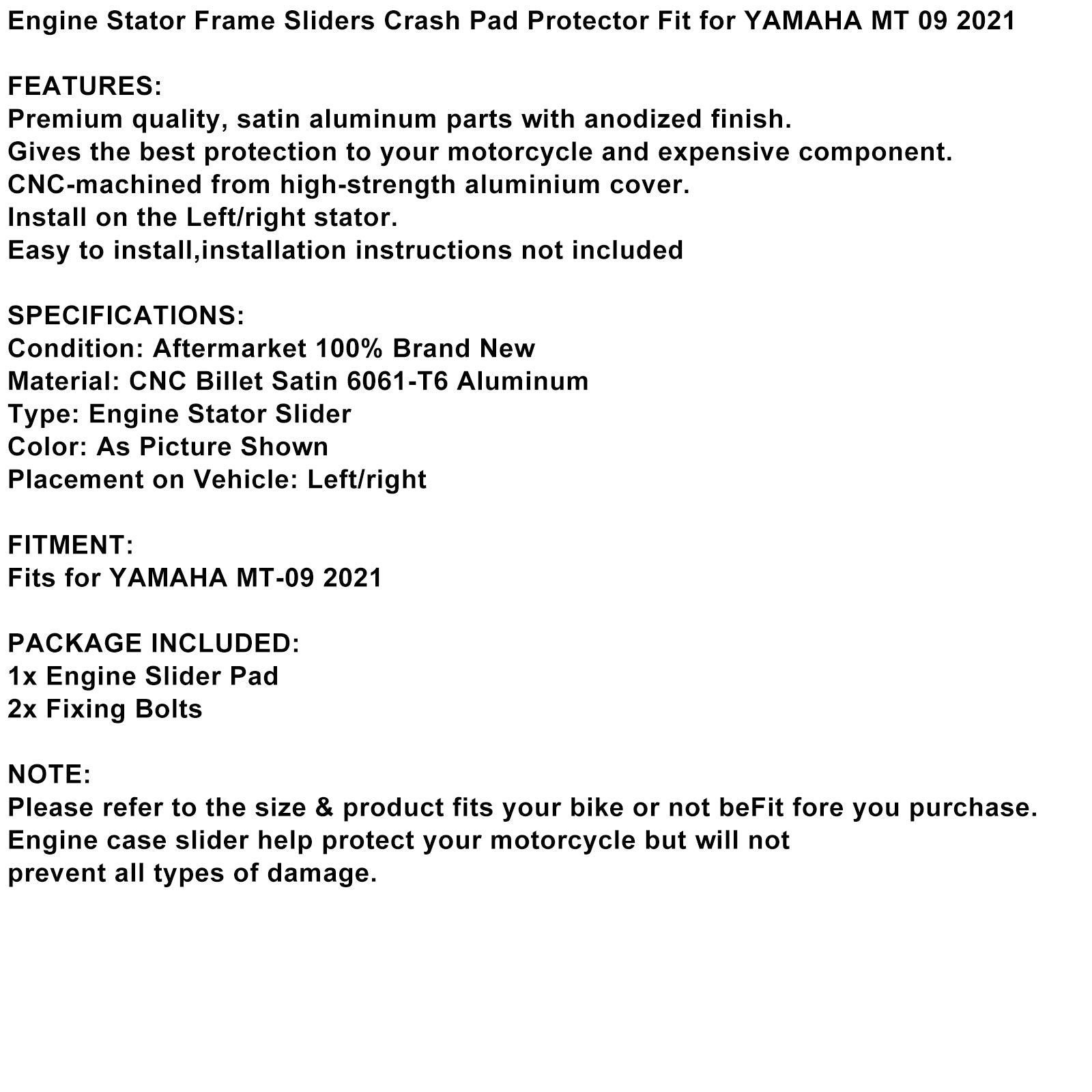 Protezioni Motore Protezione Statore Copertura Motore Nera Per Yamaha Mt 09 2021