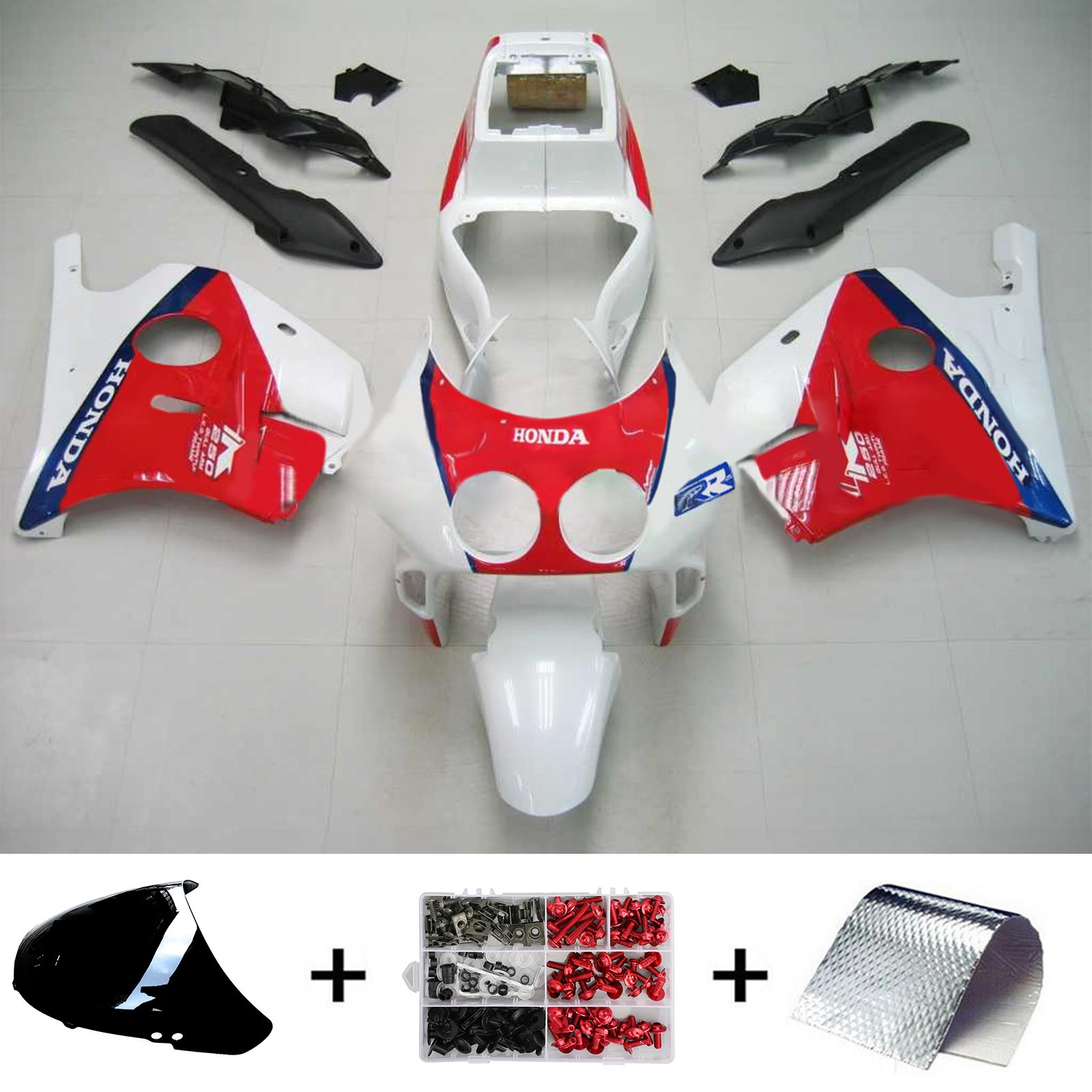 Amotopart 1990-1998 Honda CBR250RR MC22 Fairing Red&White Kit