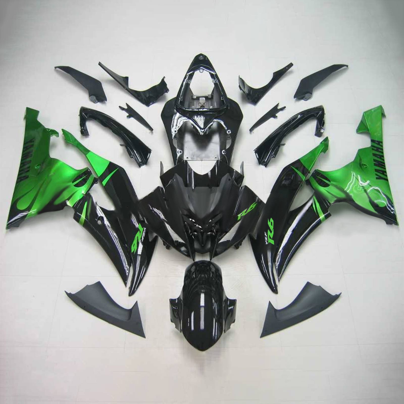 Amotopart Yamaha 2008-2016 YZF 600 R6 Green Black Fairing Kit