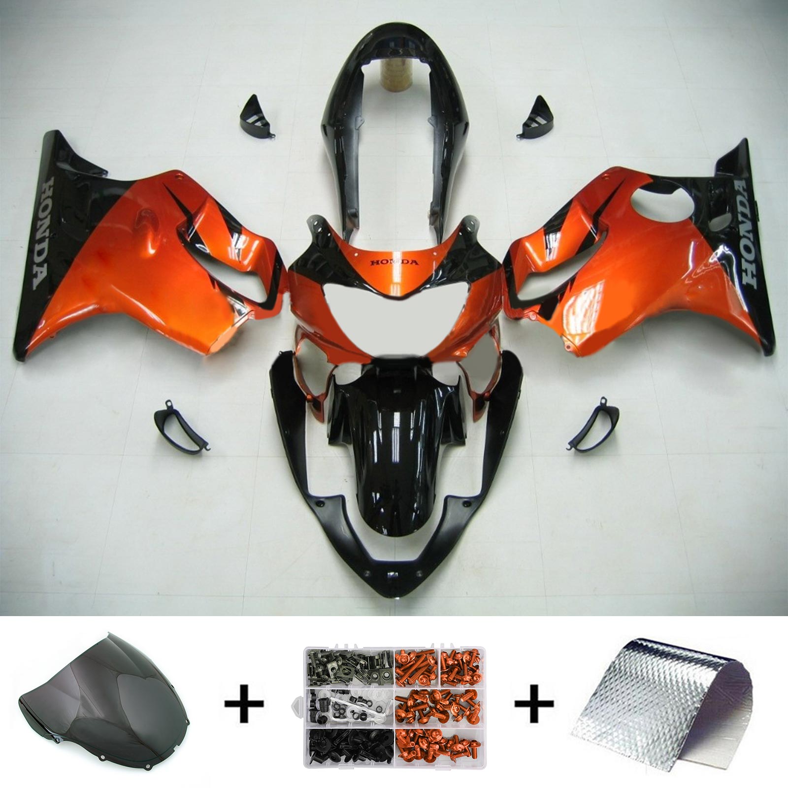 Amotopart Honda CBR600F4 1999-2000 Blank Orange&BKåbesæt med manglende