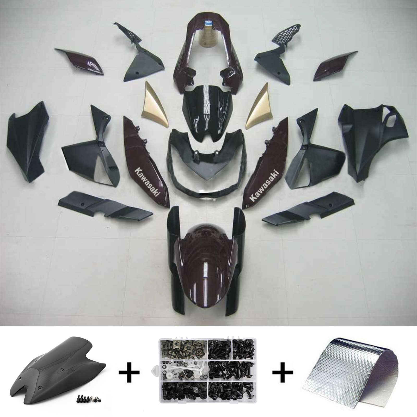 Amotopart Kawasaki Z1000 2010-2013 Black Fairing Kit