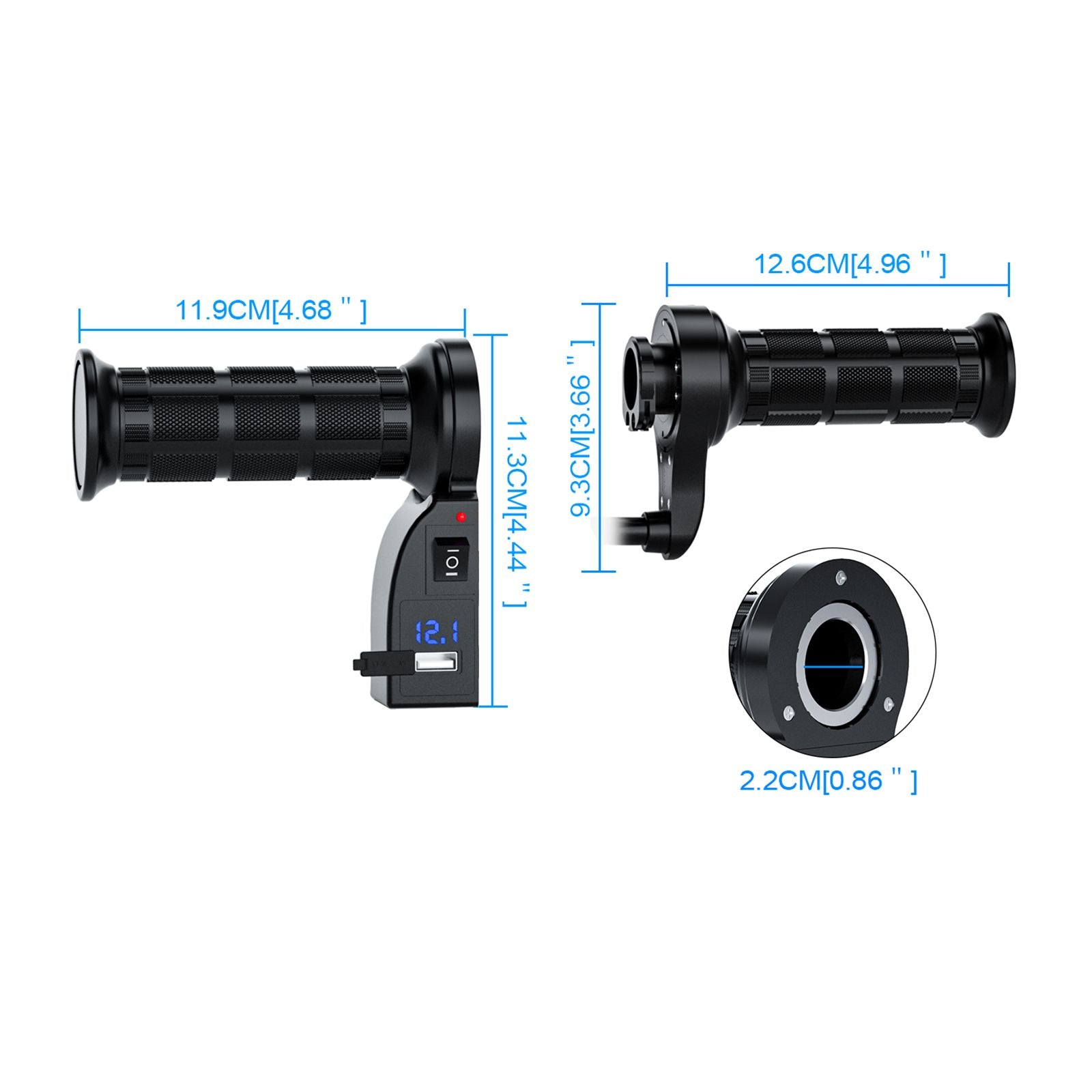 7/8" 22Mm Elektrische Verwarmde Handgrepen Verwarmingshendel Voltmeter Voor Motorfiets Groen Generiek